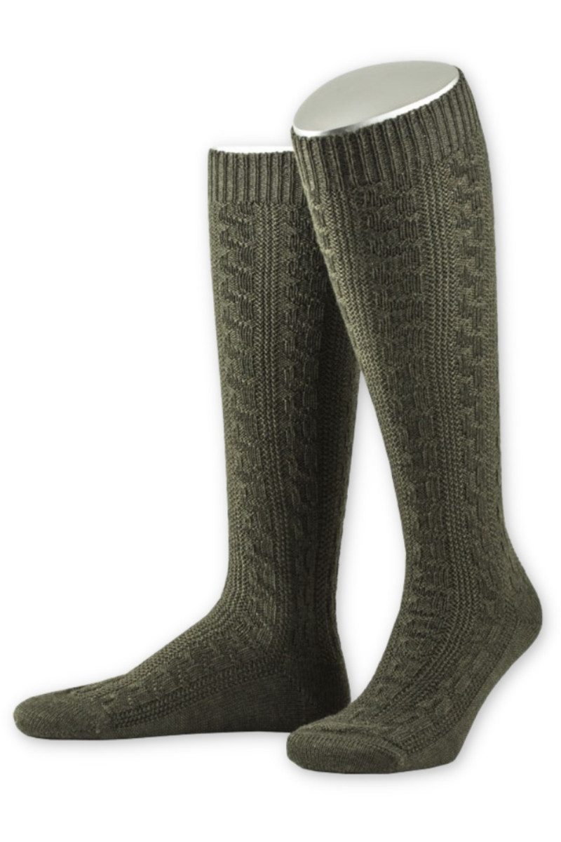 Lusana Trachtensocken Trachten Kniestrümpfe - L340 - jägeroliv, stahlblau, günstig online kaufen