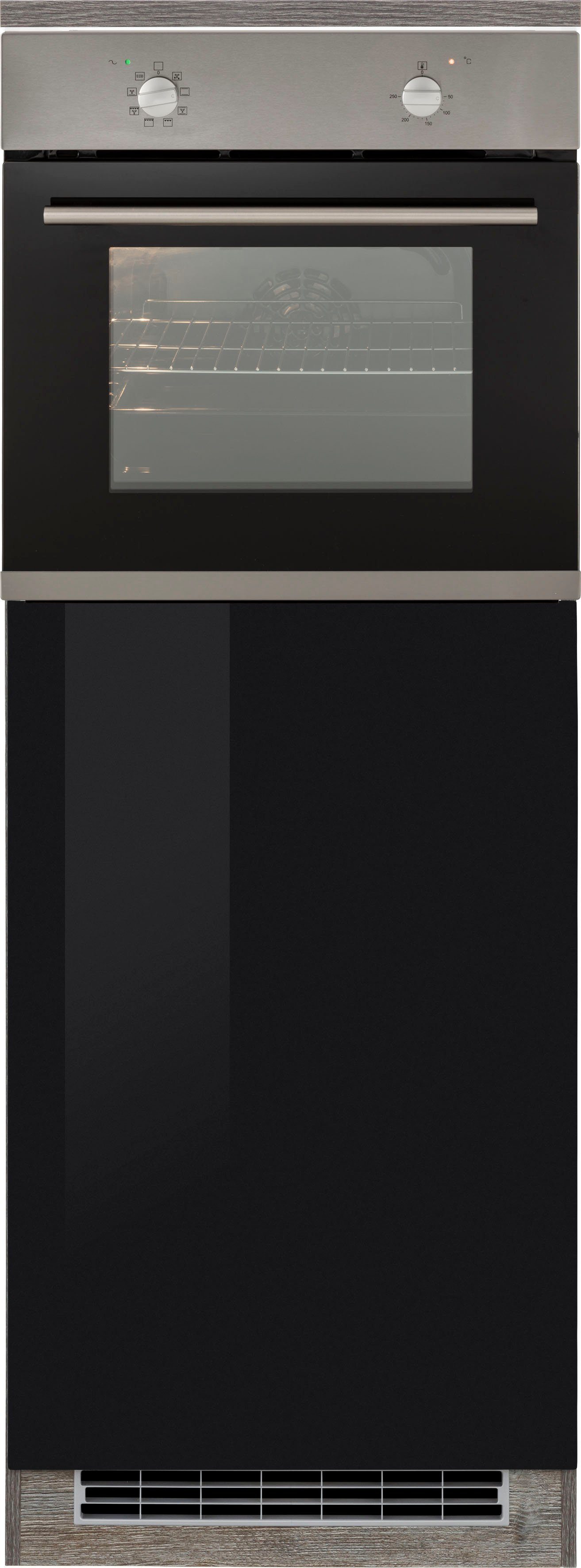 HELD MÖBEL Backofen/Kühlumbauschrank Virginia 60 cm breit schwarz Hochglanz | eichevintage | Kühlschrankumbauschränke