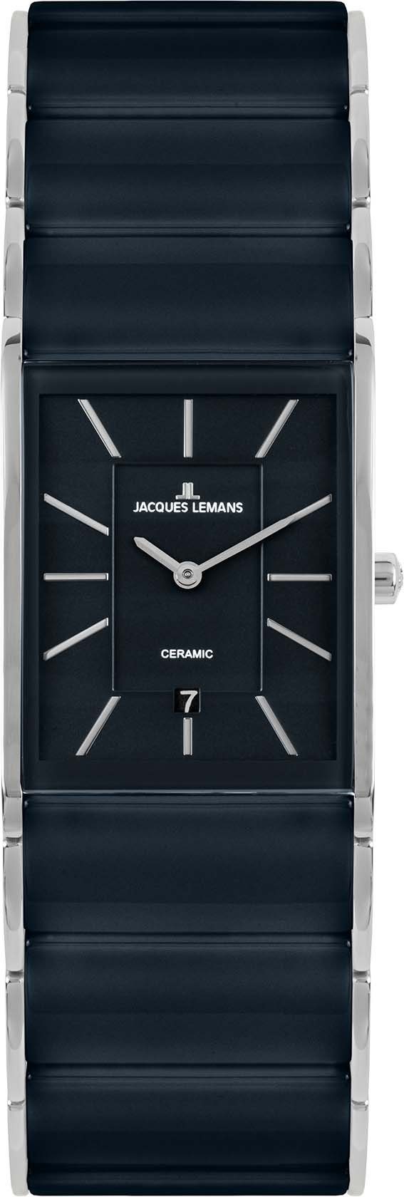 Jacques Lemans Keramikuhr Dublin 1-1939F, Quarzuhr, Armbanduhr, Damenuhr, Herrenuhr, Datum, Keramikarmband