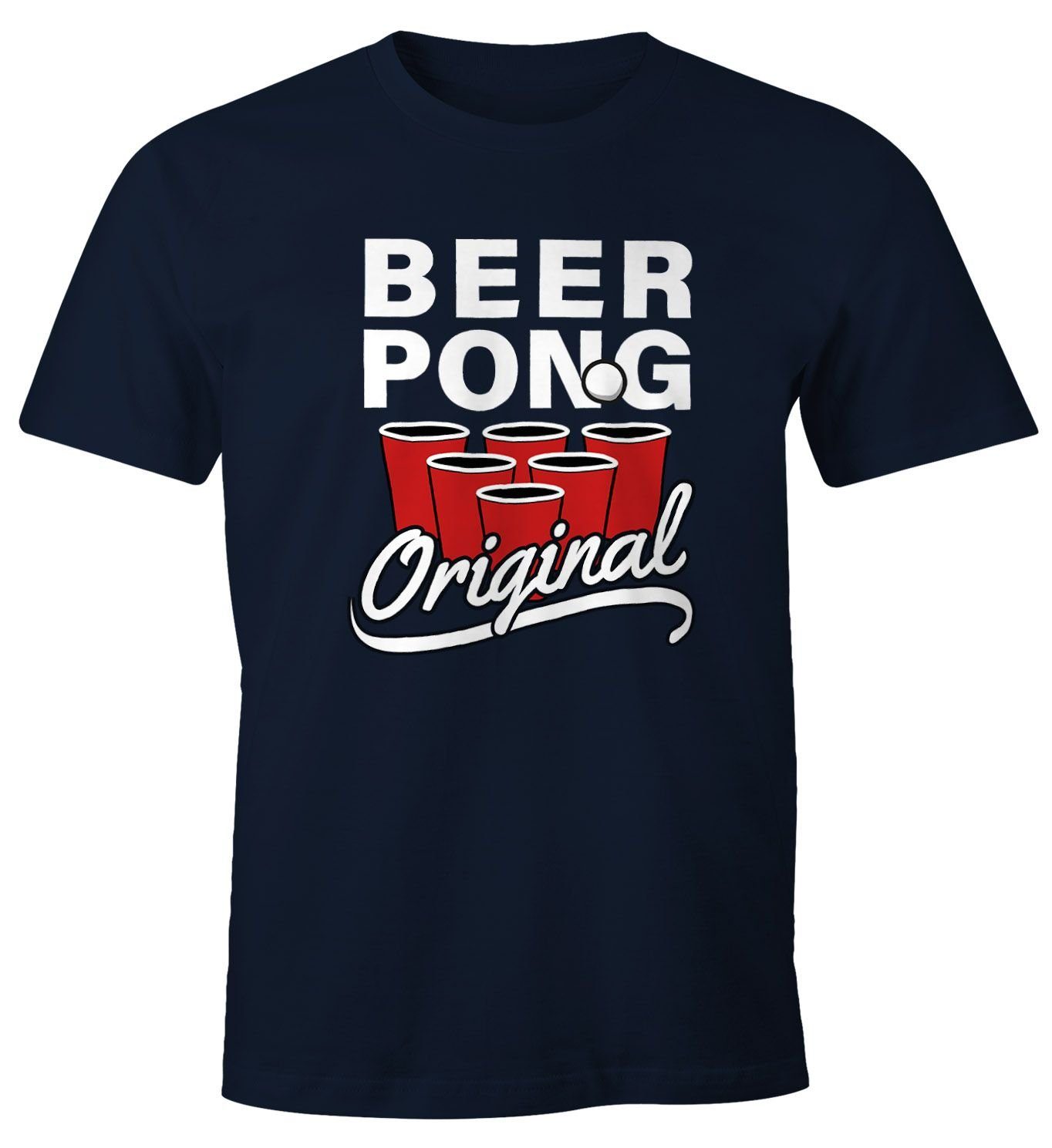 MoonWorks Print-Shirt Herren T-Shirt Beer Pong Original Bier Fun-Shirt Moonworks® mit Print navy