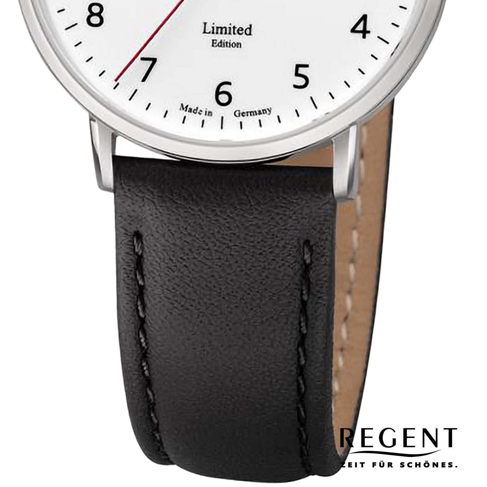 extra Analog, groß Armbanduhr Damen (ca. Damen rund, Regent 32mm), Quarzuhr Lederarmband Armbanduhr Regent