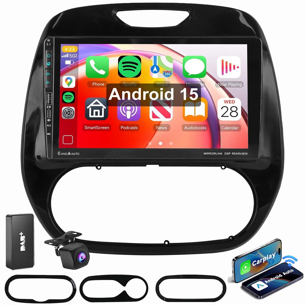 ESSGOO Für Renault Captur MK1 2013-2019 Carplay Type-C GPS Navi Autoradio (RDS, Digitalradio (DAB), FM, AM, Apple Carplay Android Auto Navi WIFI Mirror Link SWC RDS)