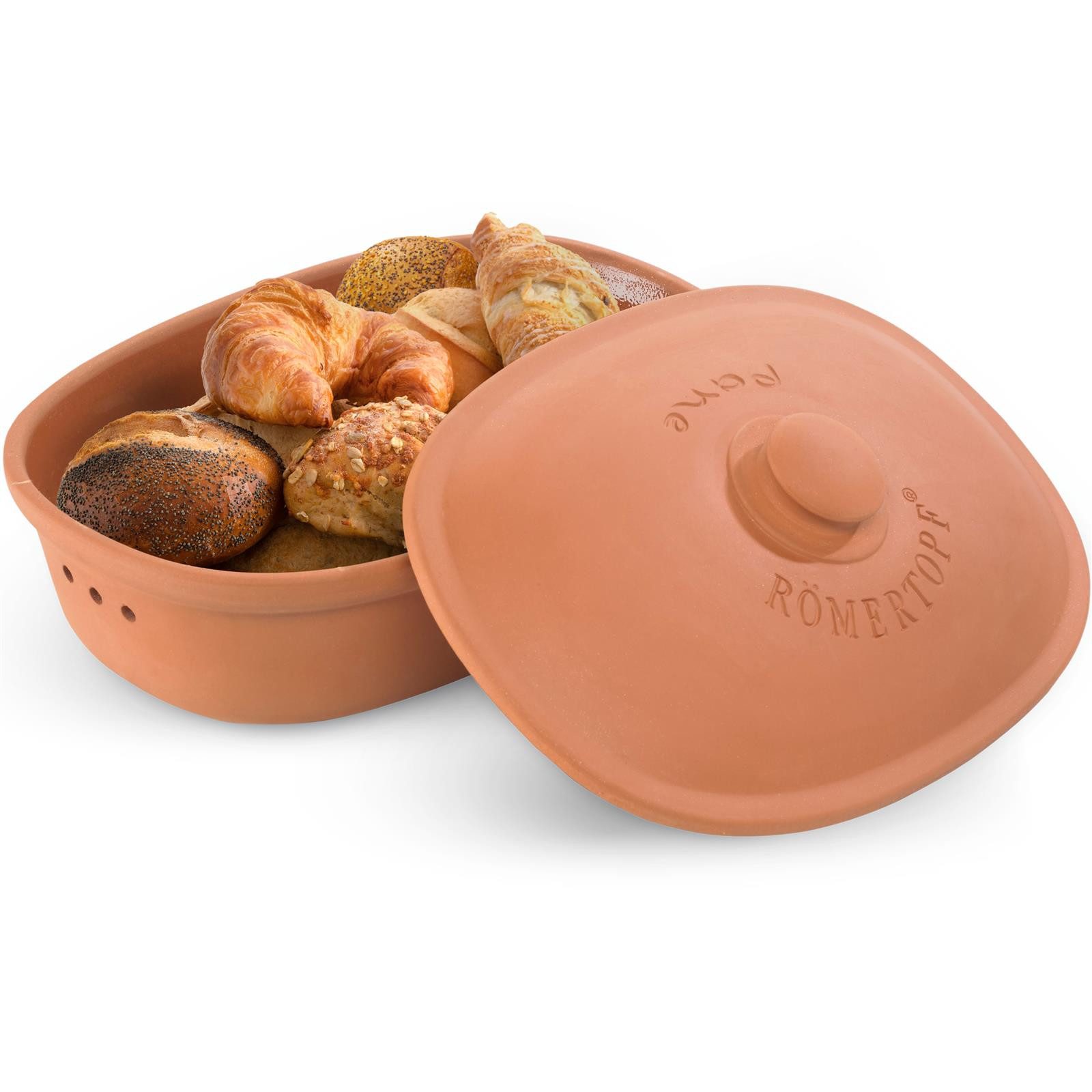 RÖMERTOPF Vorratsdose Brottopf oval MAXI 6,5 Liter - Keramik Brotkasten, (Set), aus Naturton