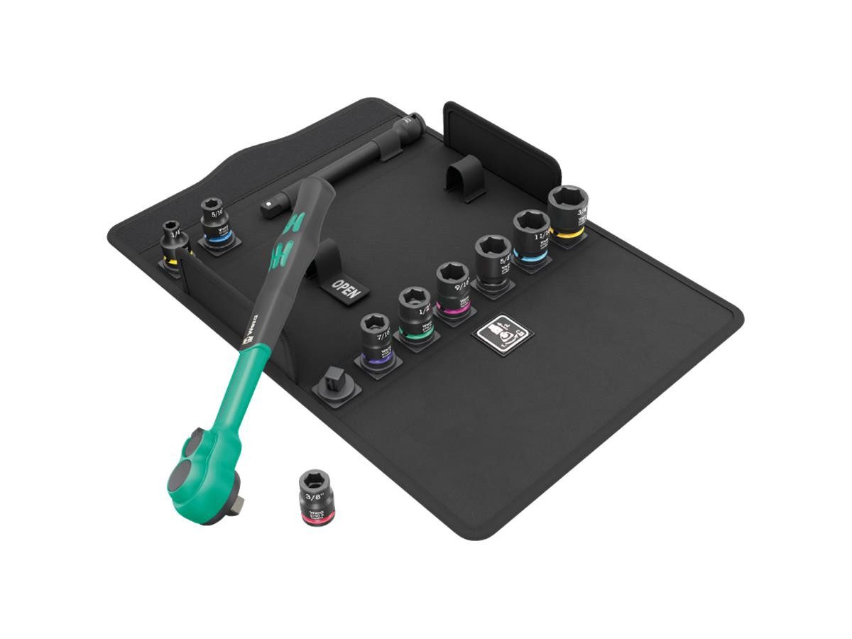 Wera Steckschlüssel 8100 SB 12 Zyklop Comfort Knarrensatz (Set), 11-teilig, inkl. robuster Textilbox, 4,5° Rückholwinkel