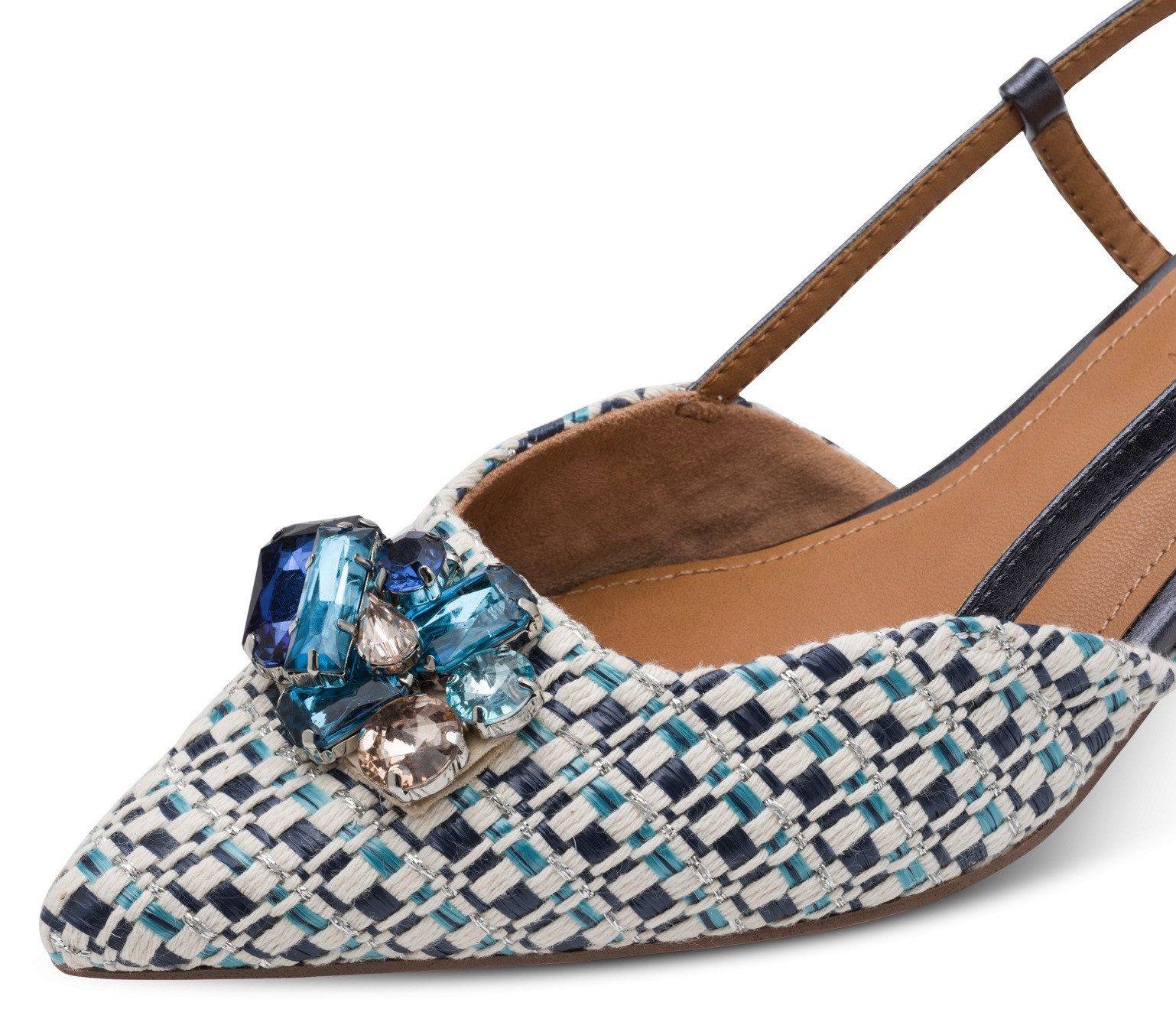 Tamaris Slingpumps, Trichterabsatz, Businesschuh, Festtagsschuh, glänzende Schmucksteine