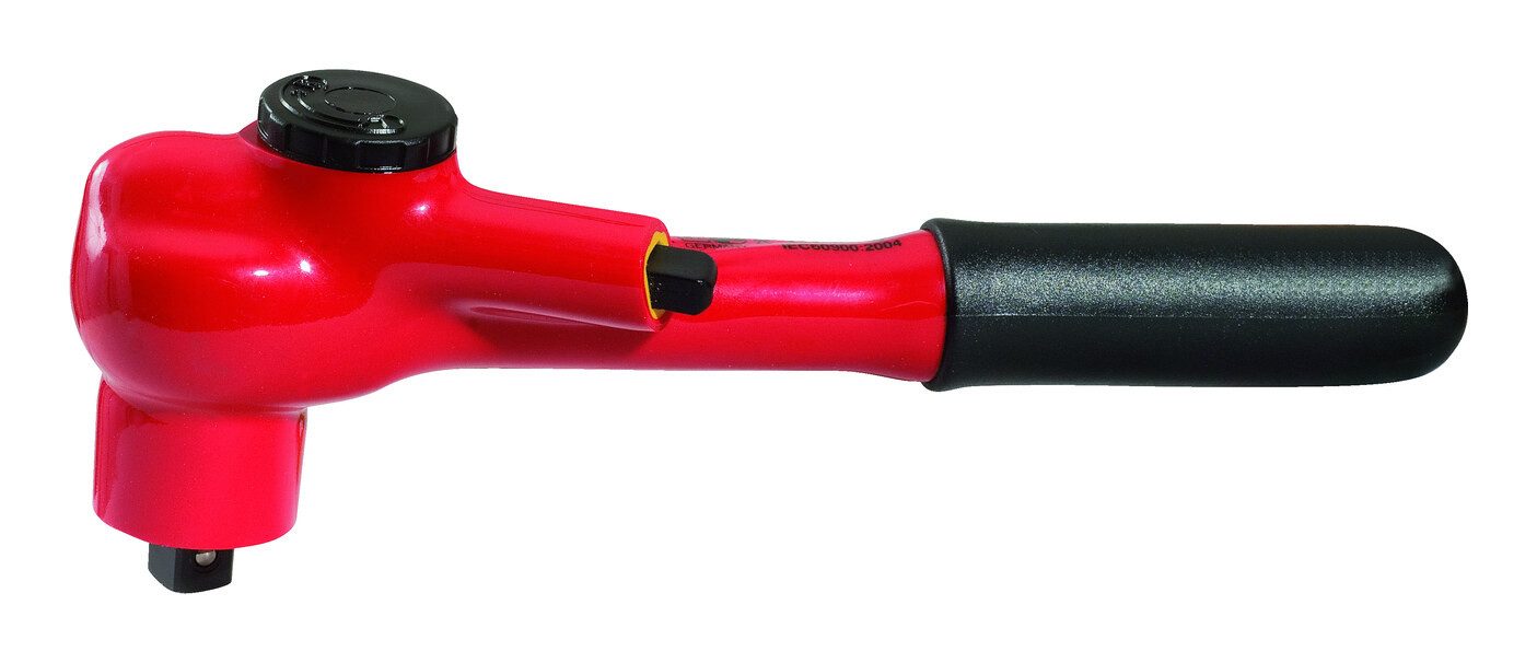 KS Tools Umschaltknarre, 3/8" mit Schutzisolierung mit Verriegelungsmechanik, 32 Zahn