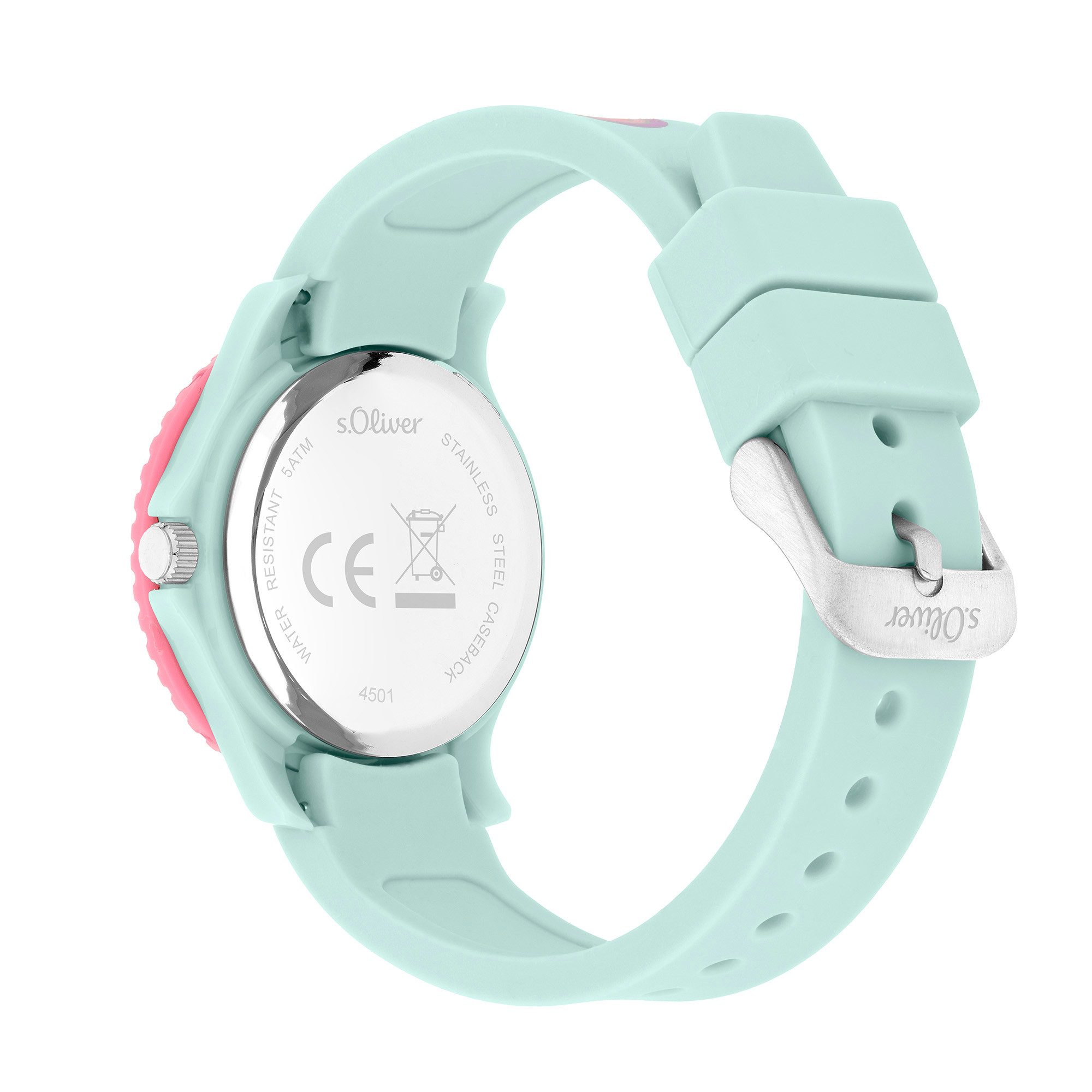 s.Oliver Quarzuhr The Magic Time SO-4501-PQ, Armbanduhr, Silikonarmband, Kinderuhr, Mädchen, analog