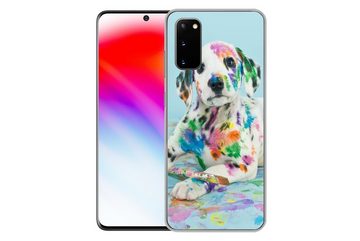 MuchoWow Handyhülle Hund - Farbe - Blau, Phone Case, Handyhülle Samsung Galaxy S20, Silikon, Schutzhülle