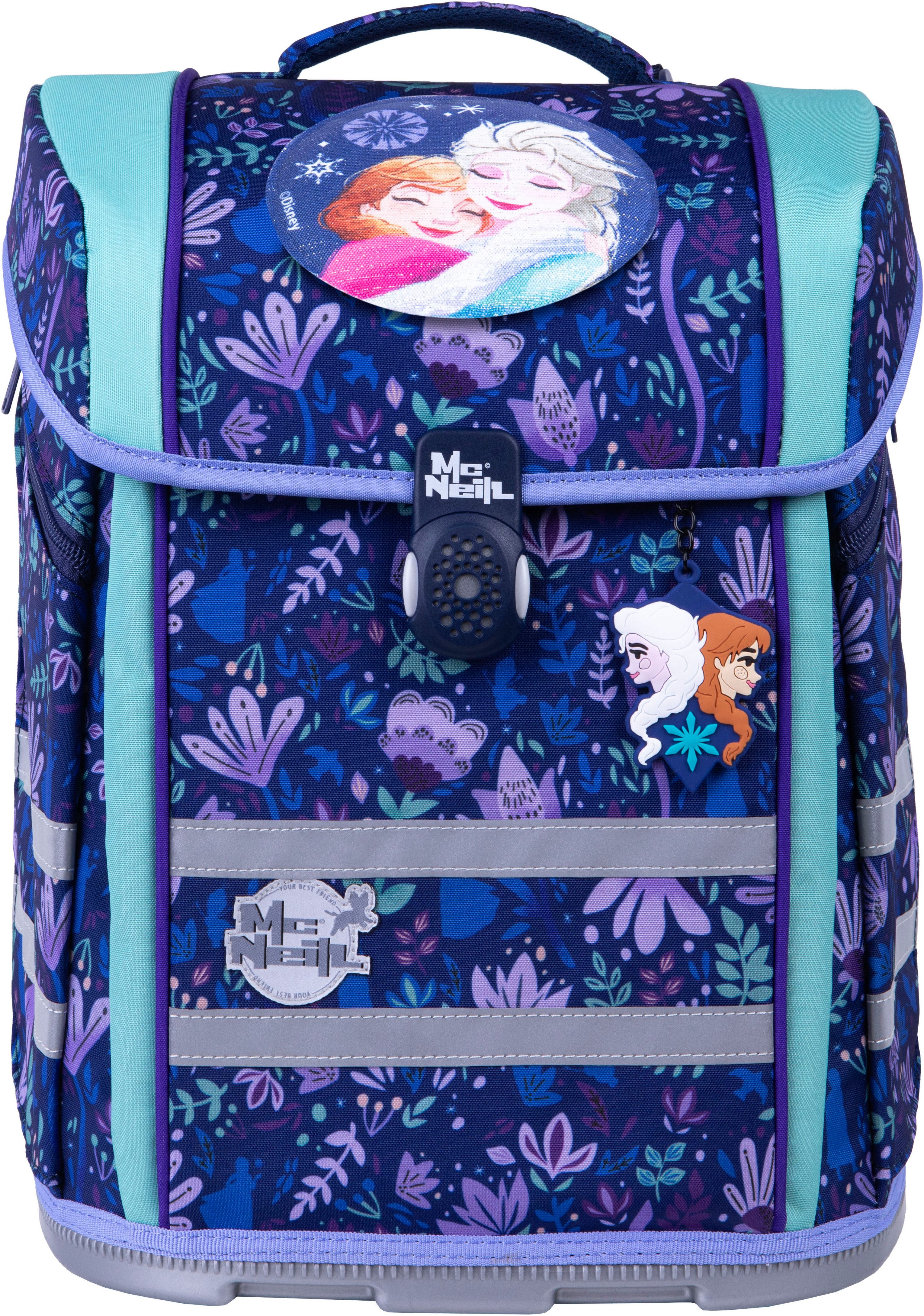 McNeill Schulranzen Perfecto, Frozen II (Set, 5-tlg), inkl. Federmäppchen, Turnbeutel, Schlamperrolle & Motivmagnet