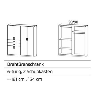 Rauch Möbel Drehtürenschrank Kleiderschrank MAIKA Schrank Artisan Eiche Nb. ca. 180/210/54 cm