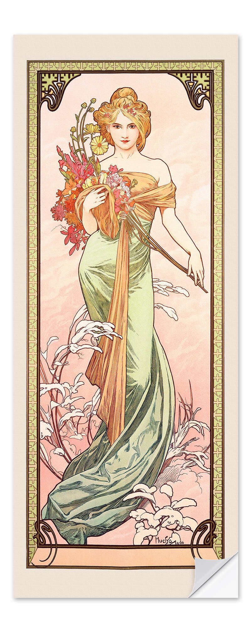 Posterlounge Wandbild Die Vier Jahreszeiten - Frühling, Alfons Mucha, erhältlich als Poster, Leinwandbild, Wandsticker oder Acrylglasbild