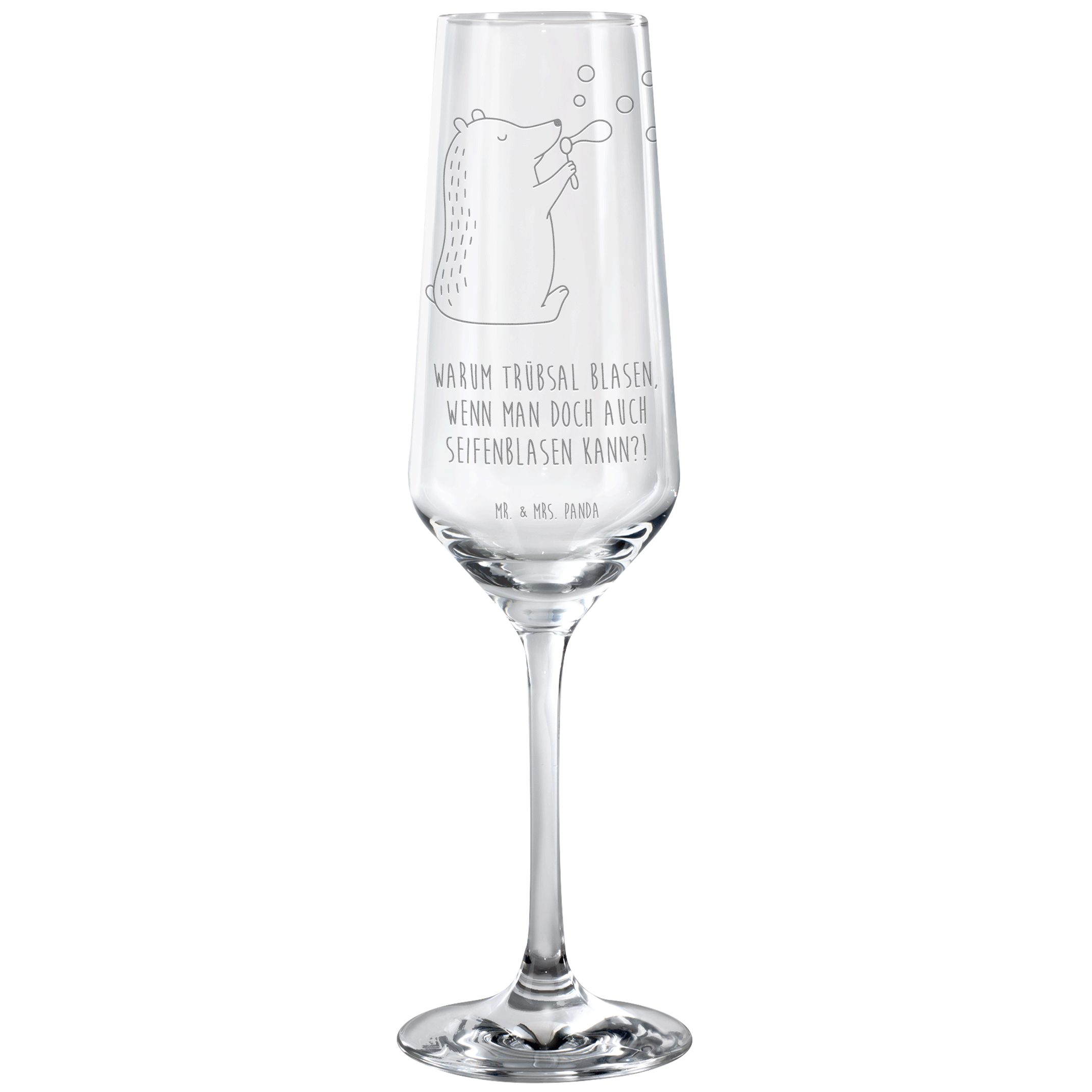 Mr. & Mrs. Panda Sektglas Bär Seifenblasen, Trinkglas, Transparent, Glas, Champagnerglas, Sektg, Premium Glas, Sektflöte Proseccoglas Sektkelch