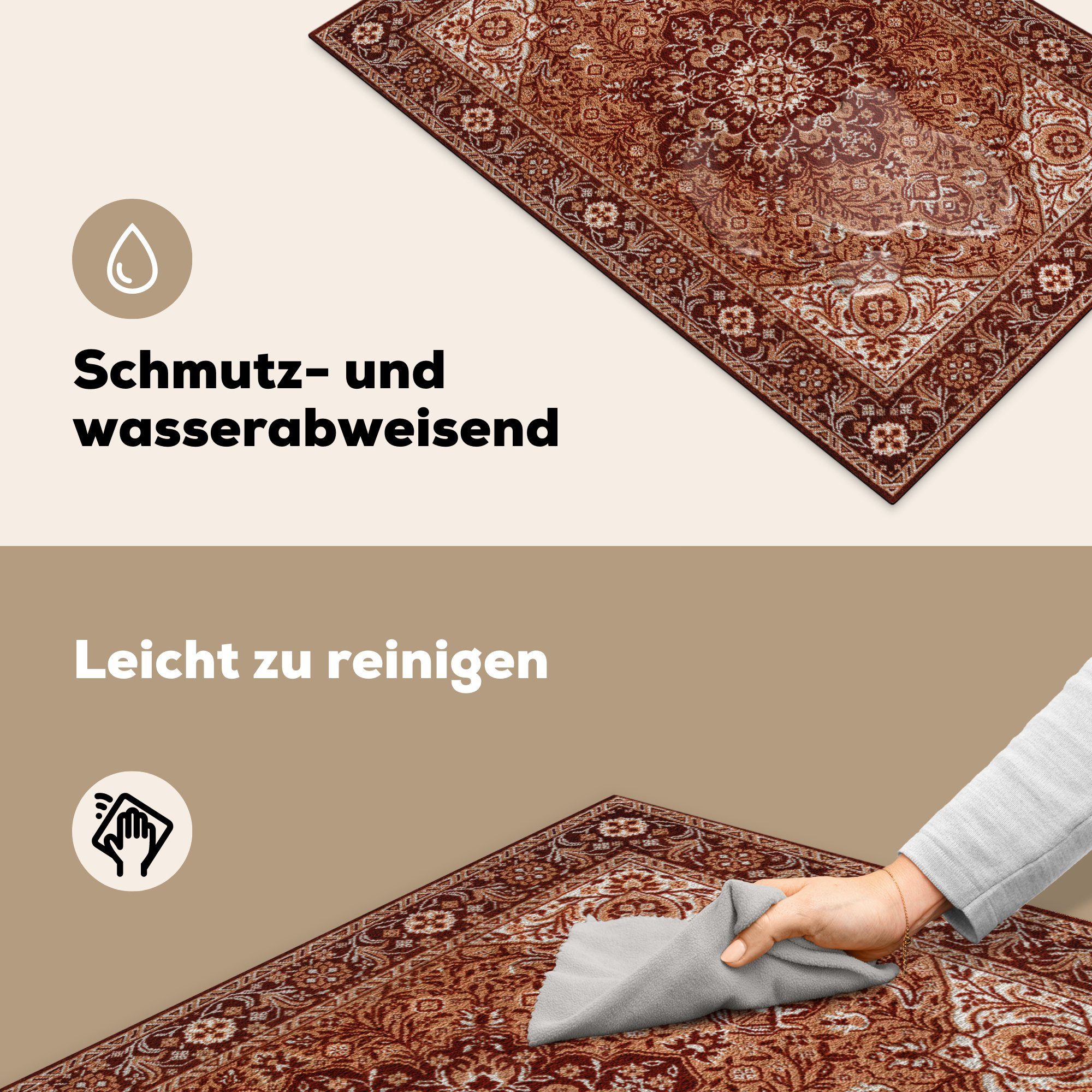 MuchoWow - die Herdblende-/Abdeckplatte küche, - - cm, Induktionskochfeld Teppich 81x52 tlg), Schutz Mandala Vinyl, (1 Persischer für Braun, Teppich Ceranfeldabdeckung