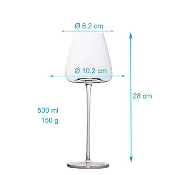 Intirilife Weinglas, Glas, 2x Wein Glas 500ml Rotwein Glas Kelch Spülmaschinenfest Kristallglas