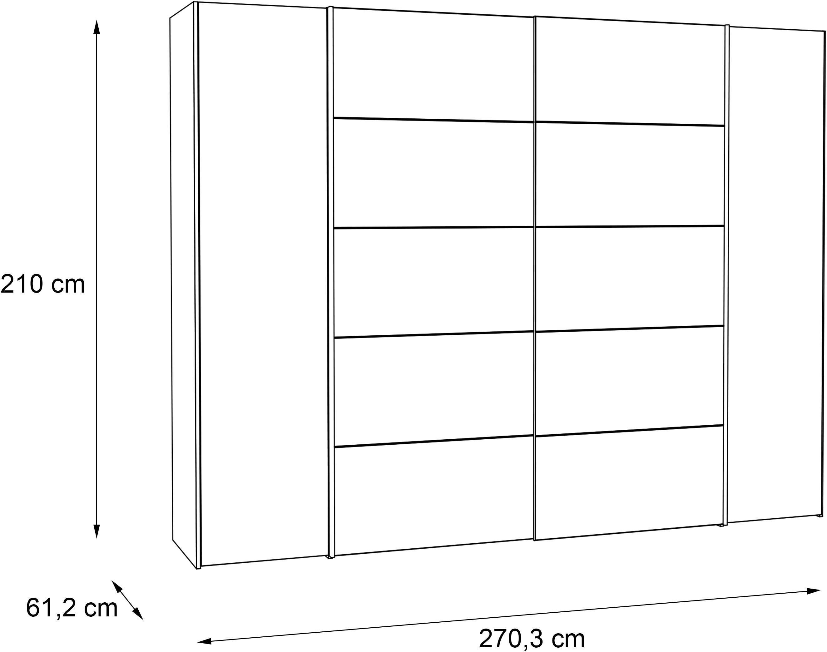 FORTE Kleiderschrank Narago, Kombischrank, Paneele wechselbar (B/H/T ca. 270/210/61cm, Version auch mit Spiegel/ Premiumausstattung) gestalte die Schwebetüren einfarbig oder 2 farbig, Made in Europe