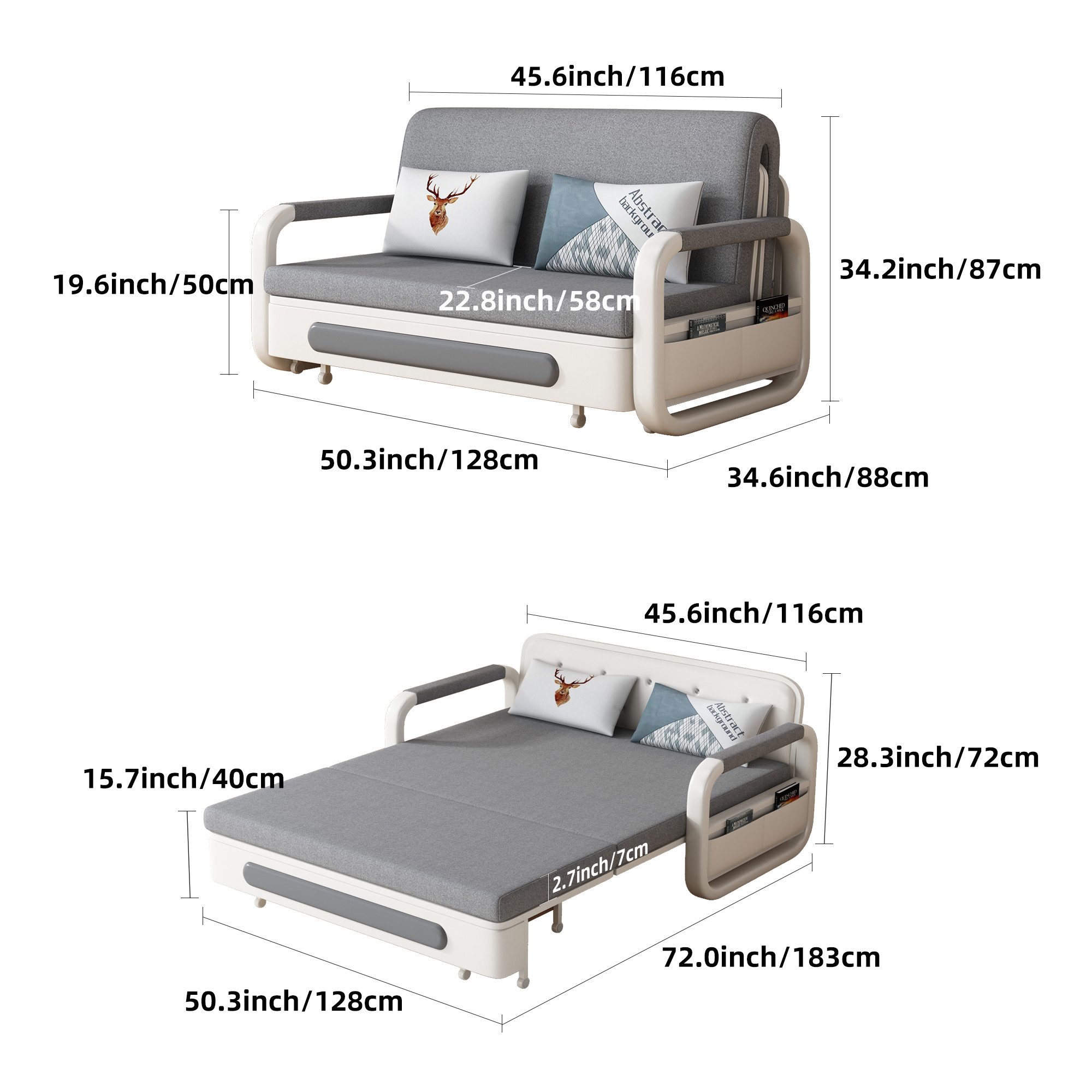 OLEY LUCK LIVE Schlafsofa Ausziehbare Schlafcouch mit Stauraum & Rollen & L günstig online kaufen