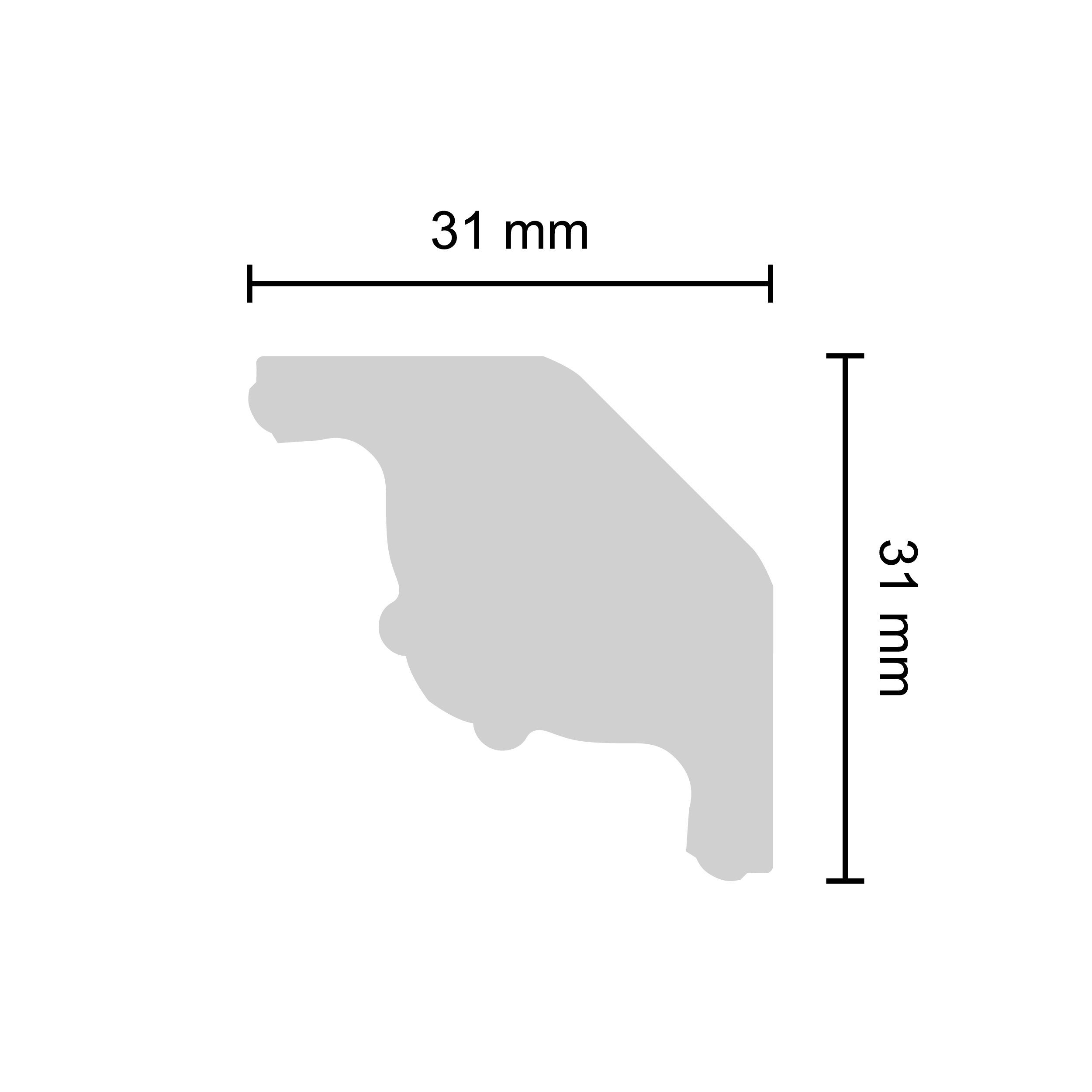 Decosa Zierleiste Decosa Zierprofil G22 (Denise), 31 x 31 mm, 2 m - 01 Stück, Kleben, Polystyrol (Styropor)