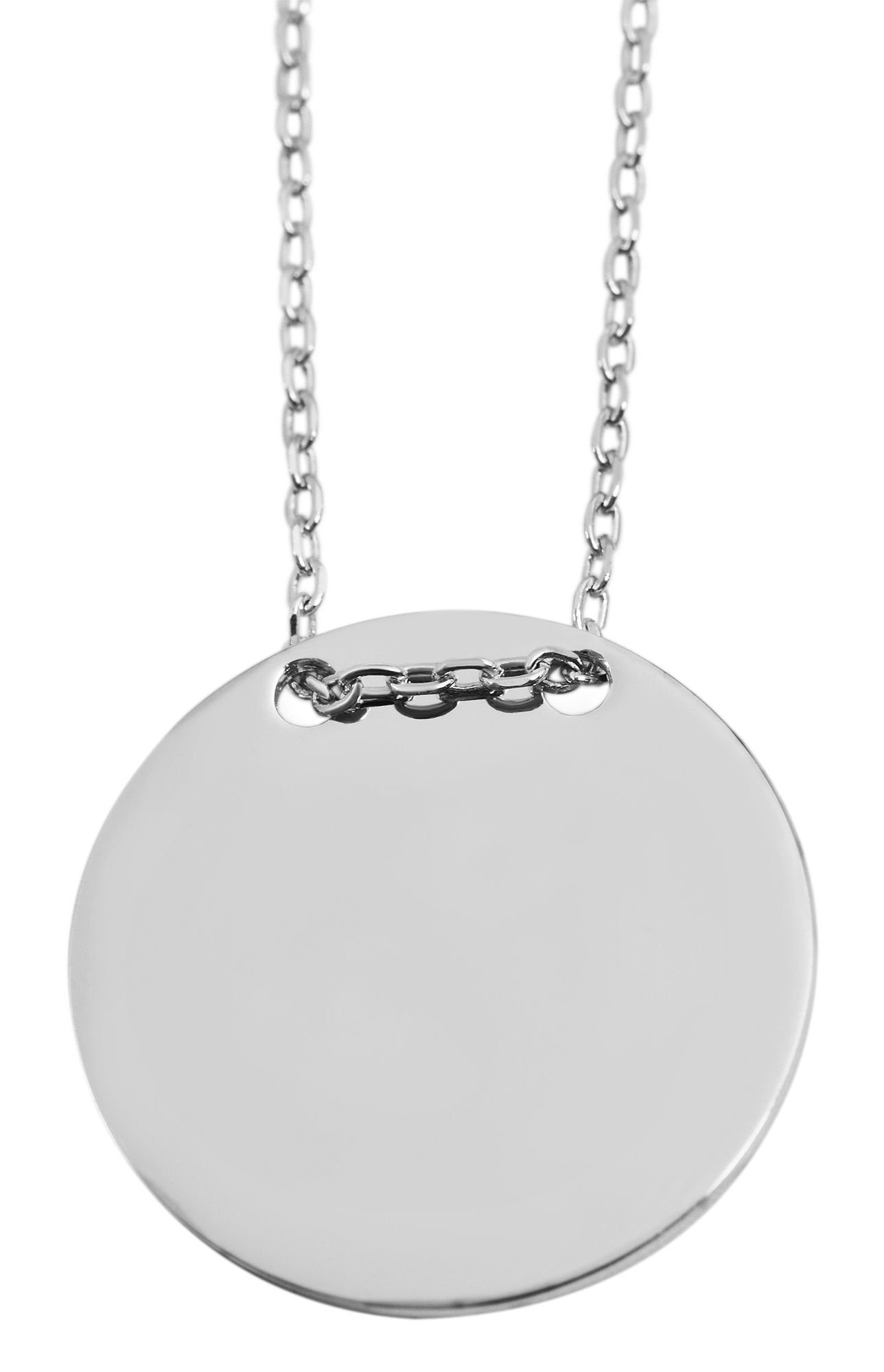 AKZENT Kette mit Anhänger Halona Halskette mit Gravuranhänger aus 925/- Echt Silber rund (einzeln)