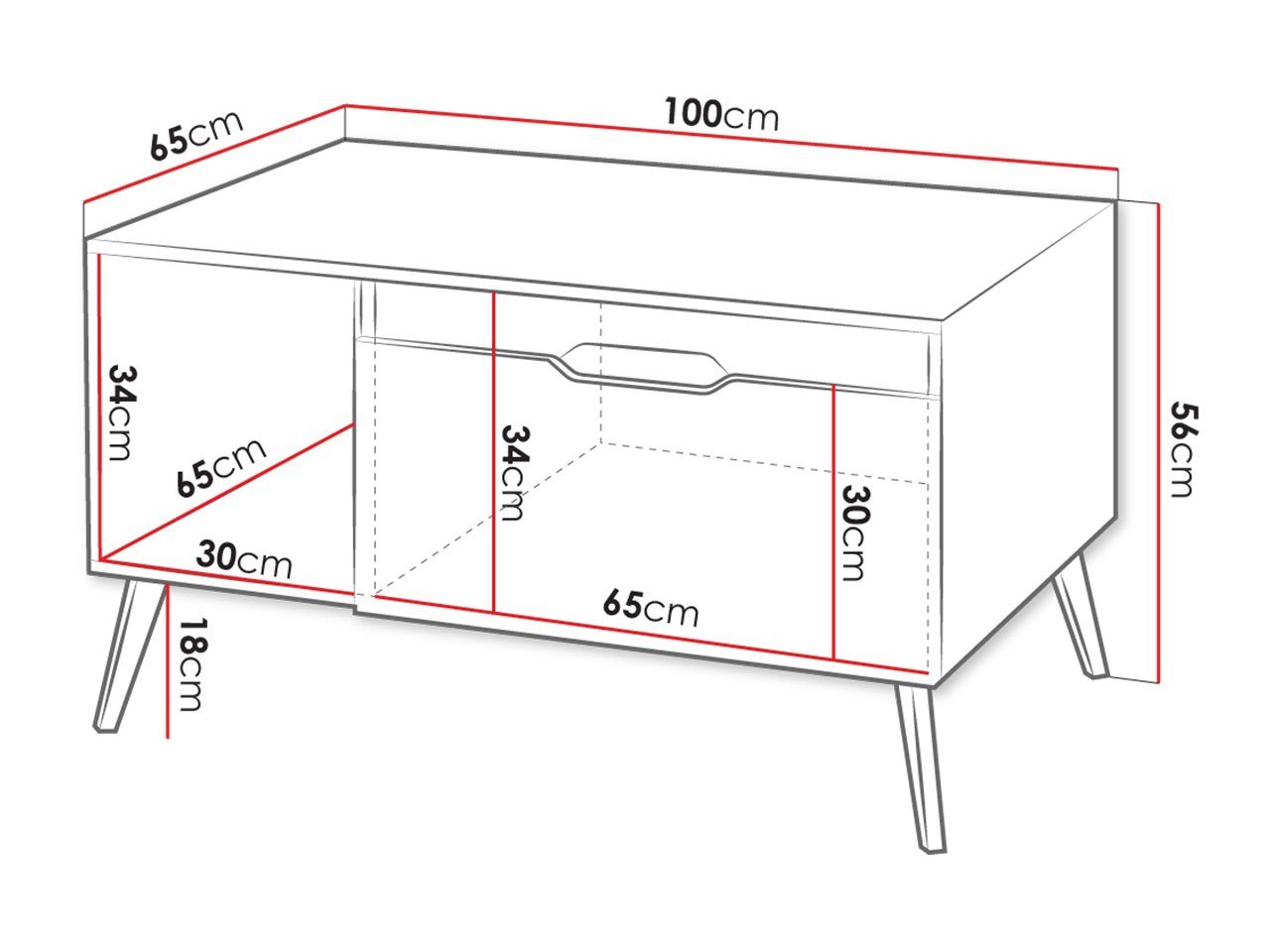 MIRJAN24 Couchtisch Dazel Griffe (mit Metallfüße, Gasdruckfeder, 2-Klappen), Ohne