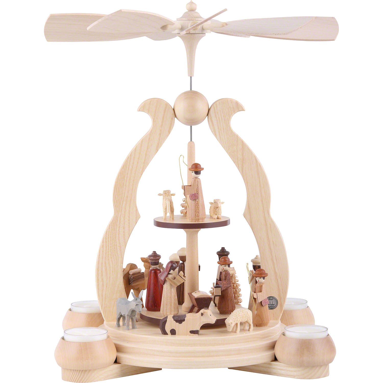 Müller Kleinkunst GmbH Seiffen Weihnachtspyramide 2-stöckige Pyramide Bogendesign (34cm) von Müller Kleinkunst