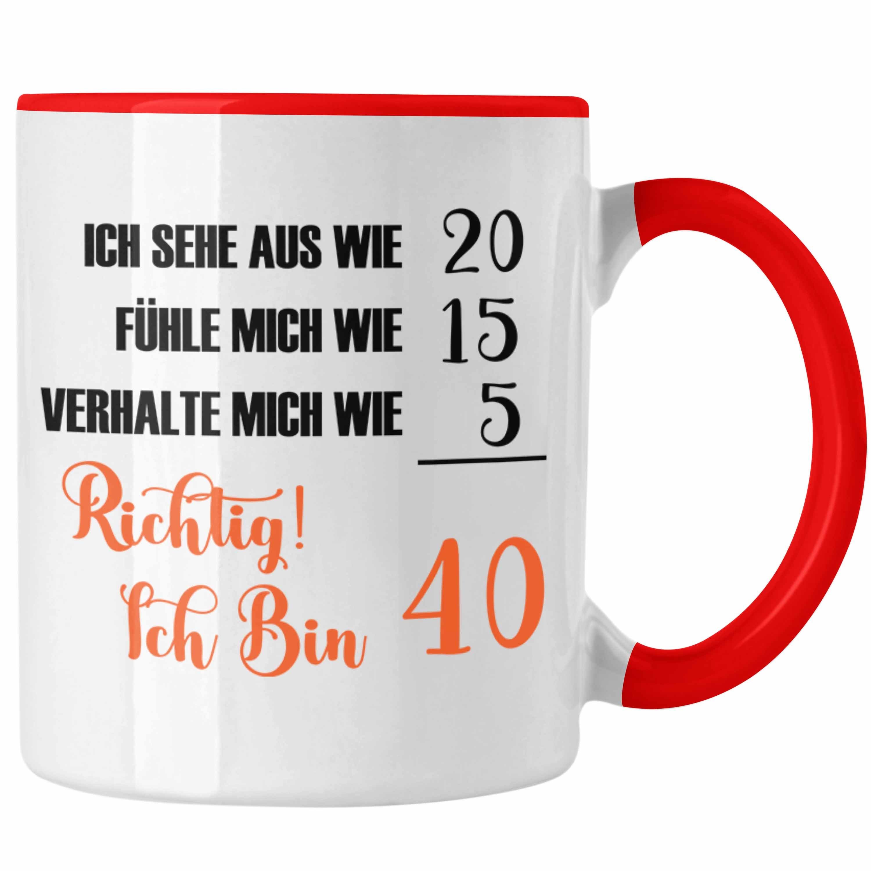 Trendation Tasse Tasse 40. Geburtstag Lustiges Geschenk Frauen 40er B Day Rot