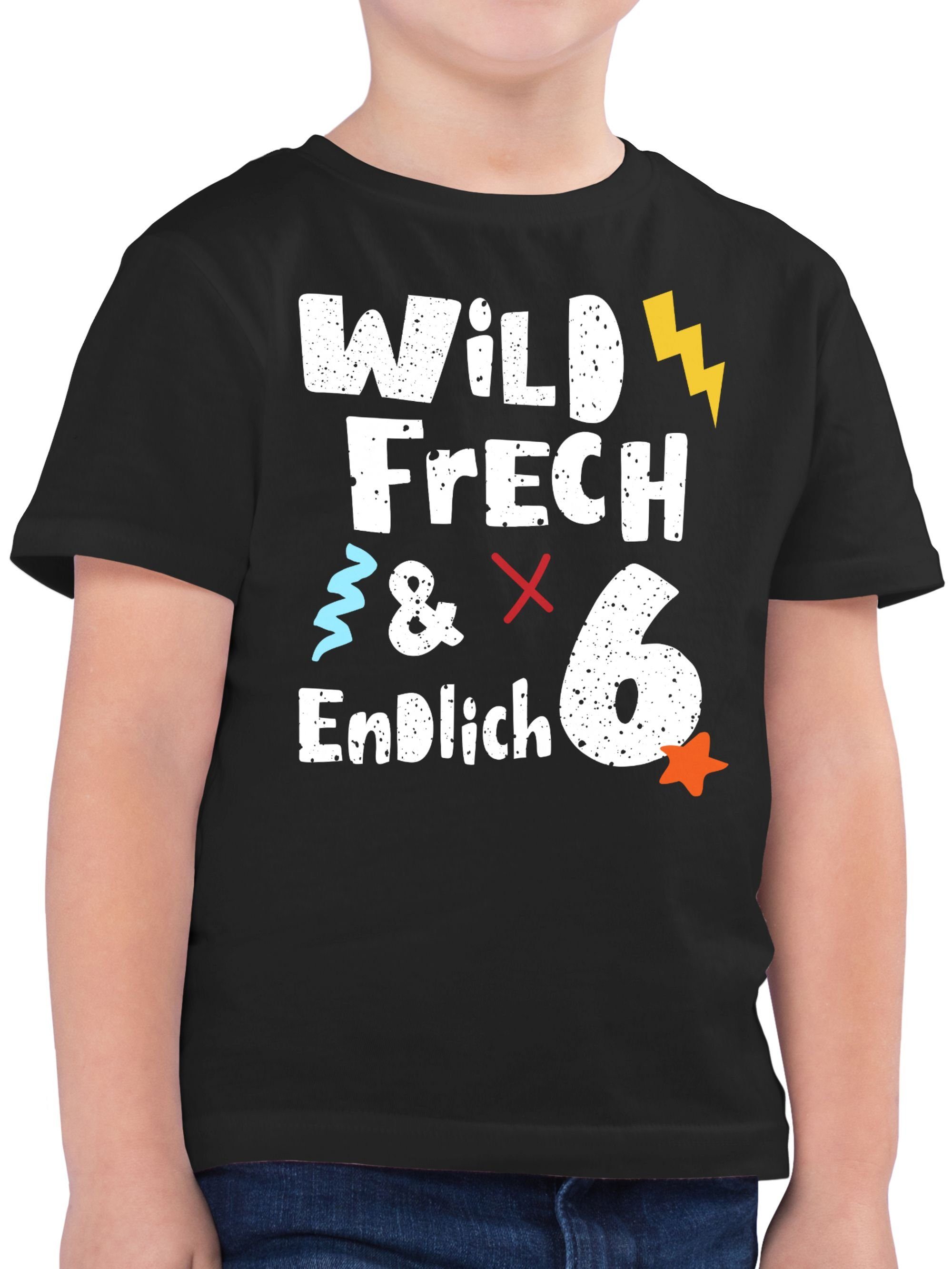 Shirtracer T-Shirt Wild frech und endlich 6 - Sechs Jahre Wunderbar (1-tlg) 6. Geburtstag