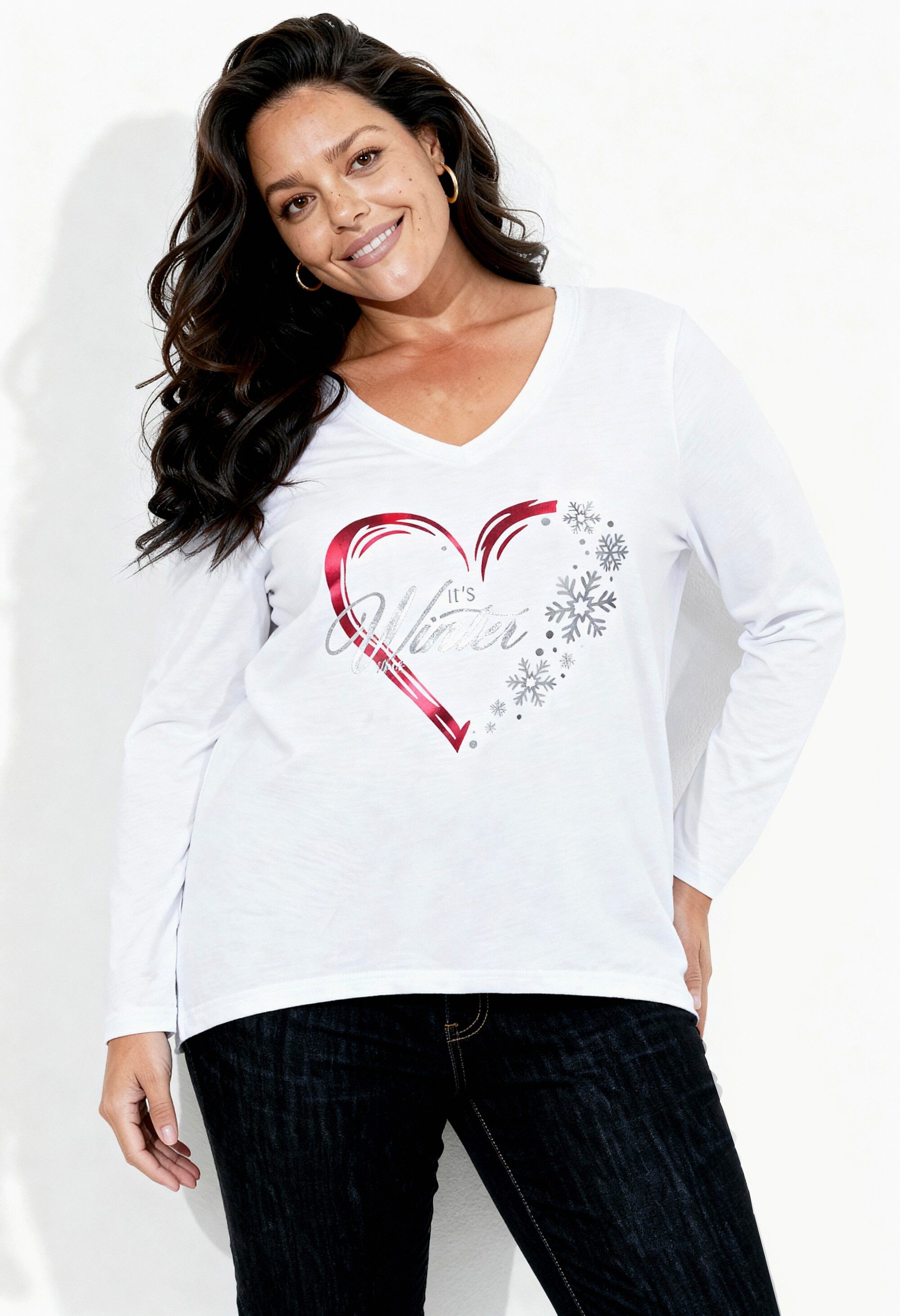 Angel of Style Longshirt T-Shirt Weihnachtsherz