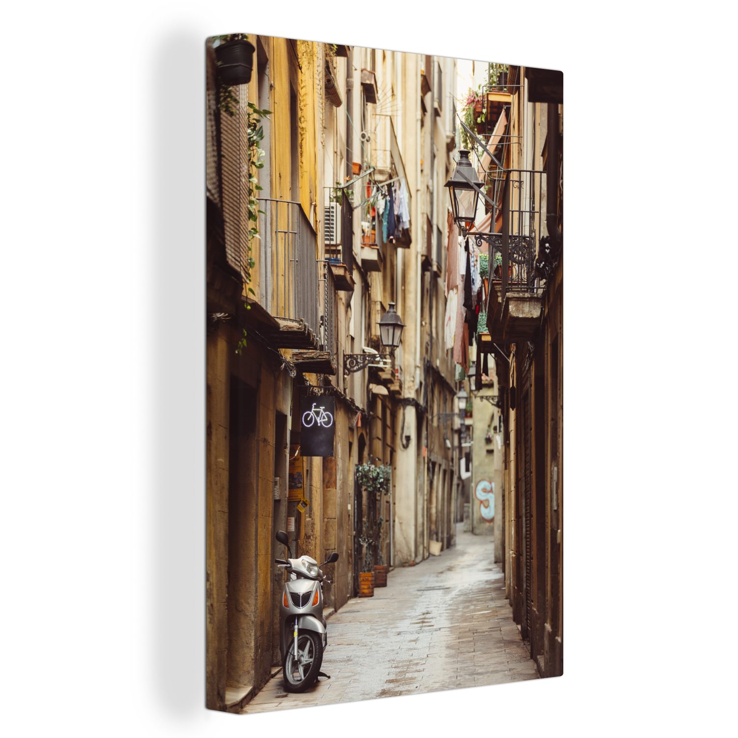 OneMillionCanvasses® Leinwandbild Straße - Barcelona - Spanien, (1 St), Leinwandbild fertig bespannt inkl. Zackenaufhänger, Gemälde, 20x30 cm