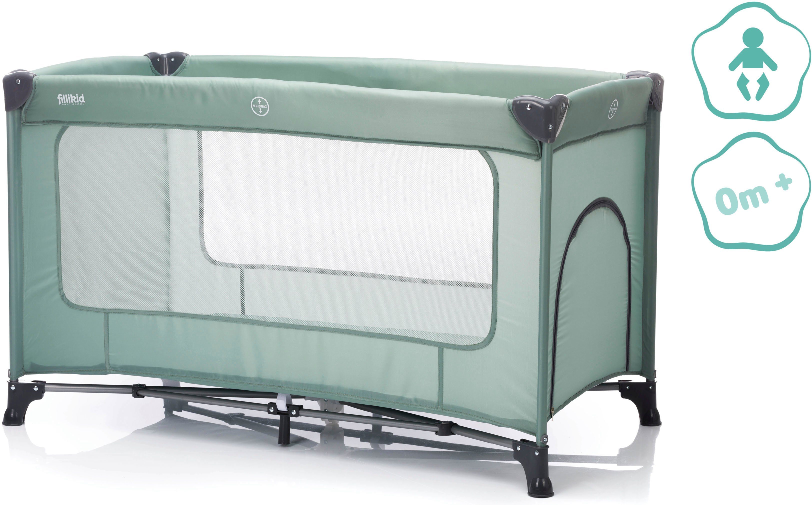 Fillikid Baby-Reisebett Nizza, salbei, inkl. Transporttasche günstig online kaufen