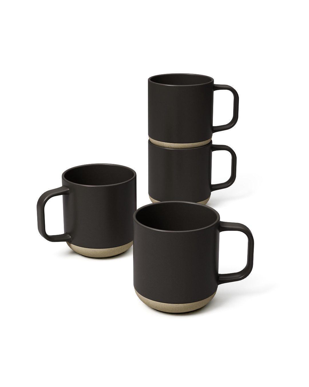 MiaMio Becher Sierra Basalt, 500 ml, 4-tlg., Keramik, 500 ml, 4er-Set