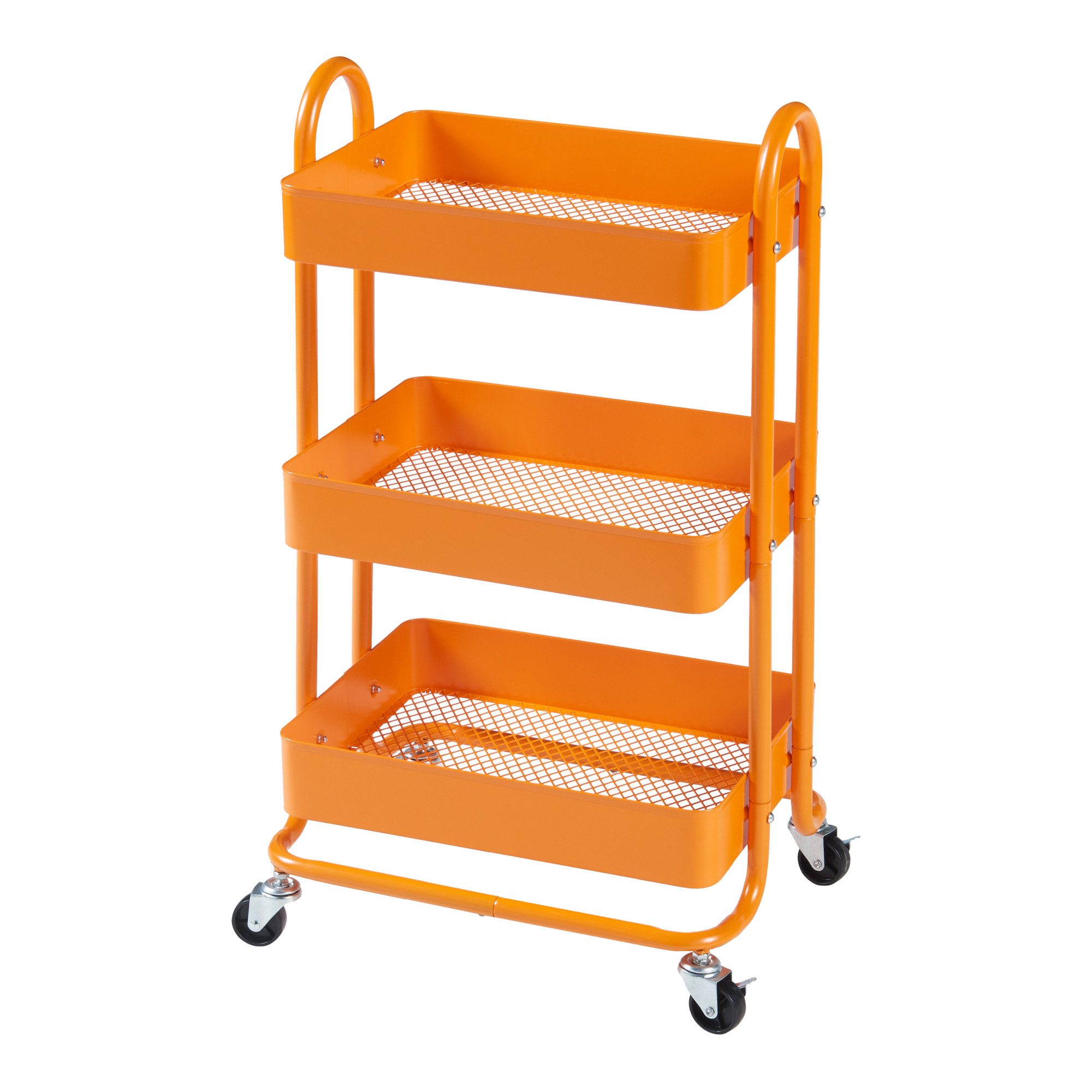 en.casa Тележки-кухня, »Pyhäntä« Stahl mit 3 Ebenen Orange