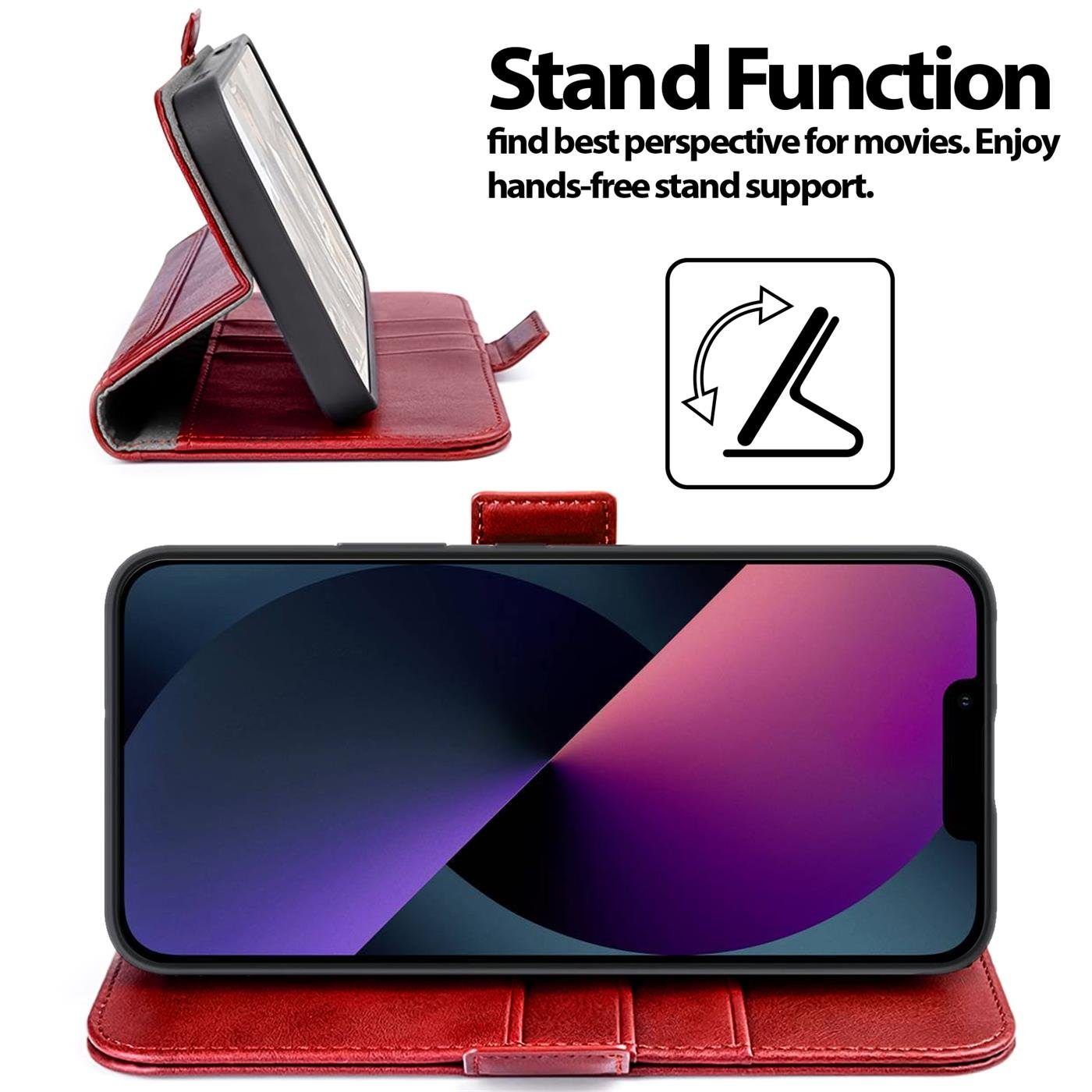 CoolGadget Handyhülle Book Case Elegance Tasche für Apple iPhone 13 6,1 Zoll, Hülle Magnet Klapphülle Flip Case für iPhone 13 Schutzhülle