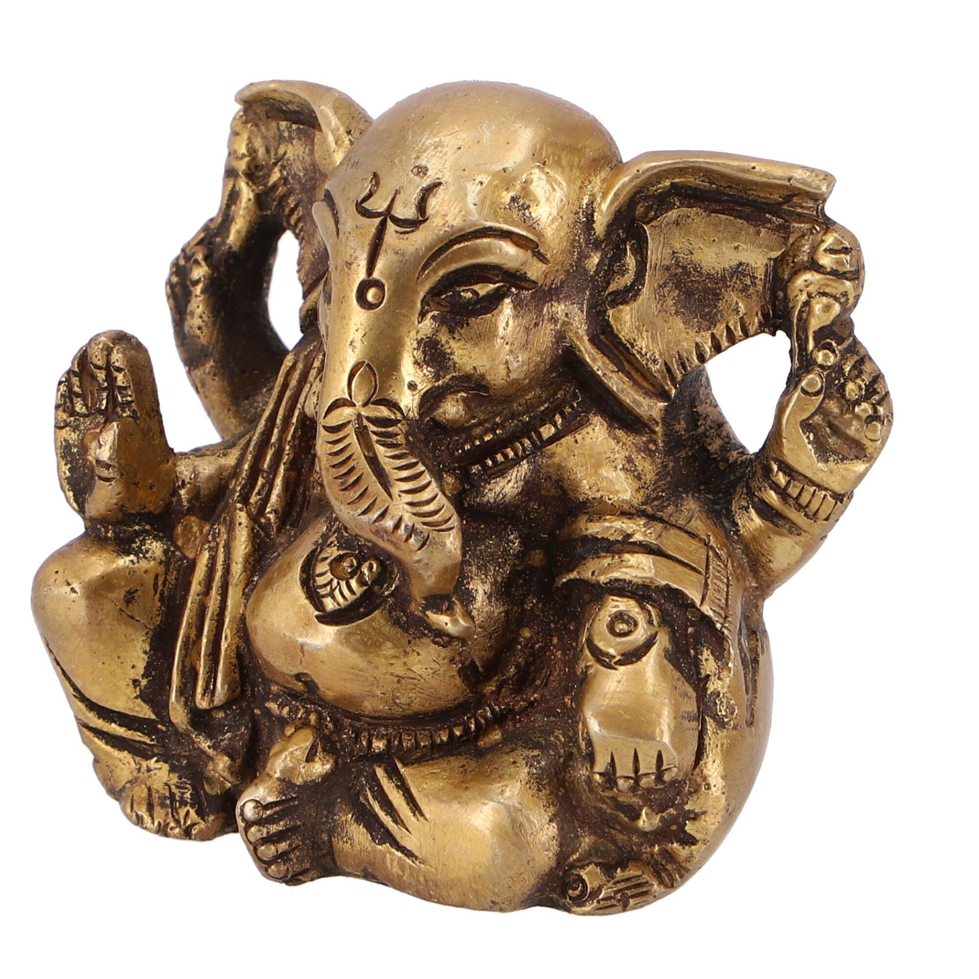 Messingfigur Ganesha Dekofigur Baby Guru-Shop Statue, Ganesha 5,5..
