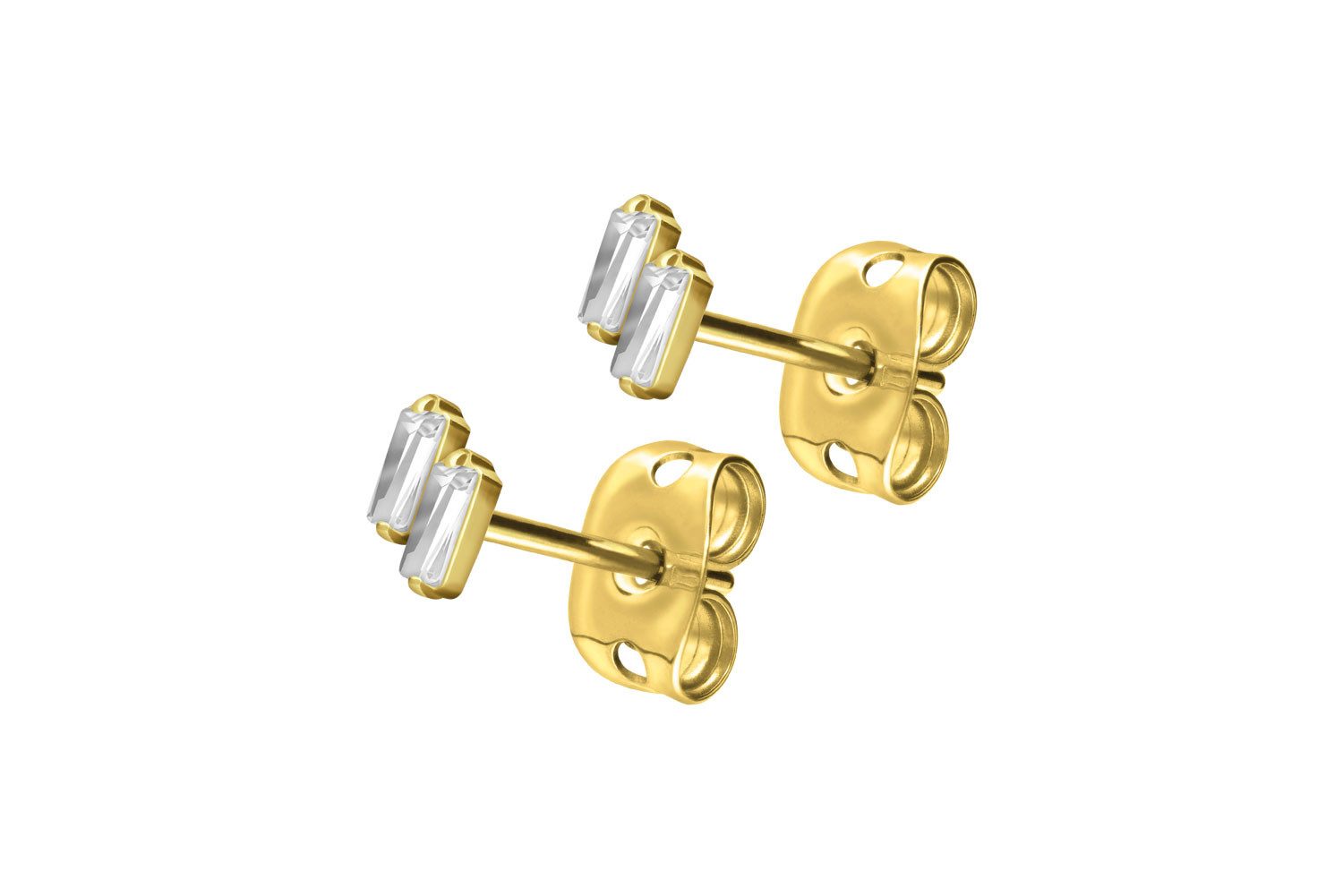 FILANGO Paar Ohrstecker Titan Ohrstecker 2 EINGEFASSTE KRISTALLRECHTECKE (Ohrstecker, 1-tlg)