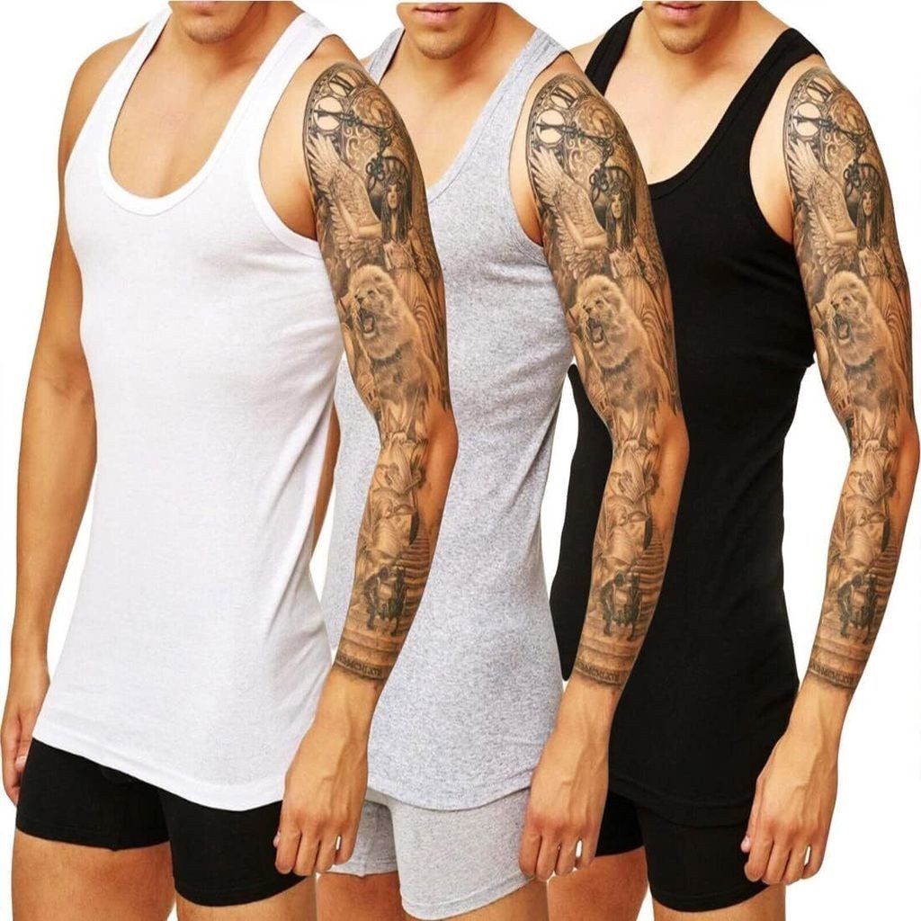 DDOnlineShop Unterhemd Herren Tank Top Achselshirt Schwarz Weiß Grau (Packu günstig online kaufen