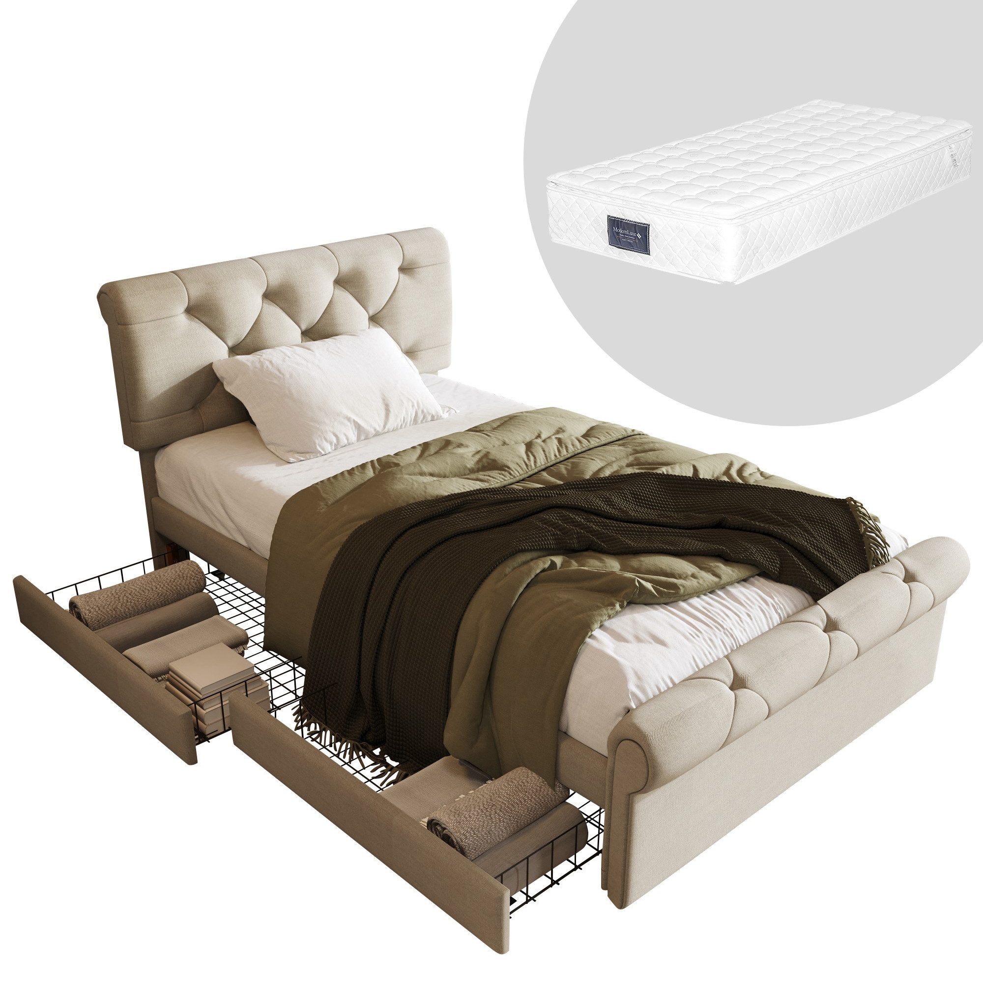 HAUSS SPOLE Polsterbett 90x200cm mit 2 günstig online kaufen