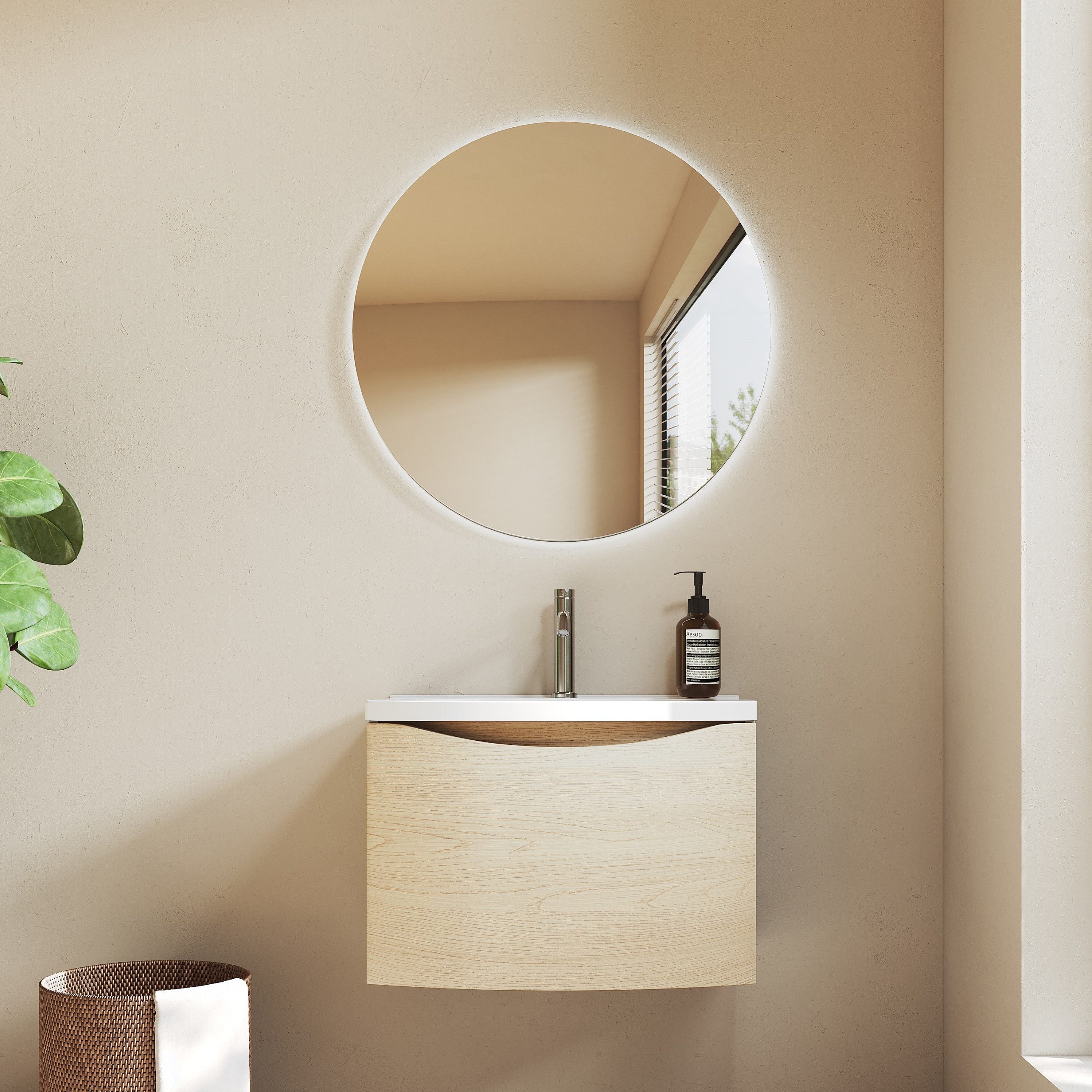 BRIDGE BENO Badmöbel-Set 60/80cm Curved Badezimmerwaschtisch, Mineralgussbe günstig online kaufen