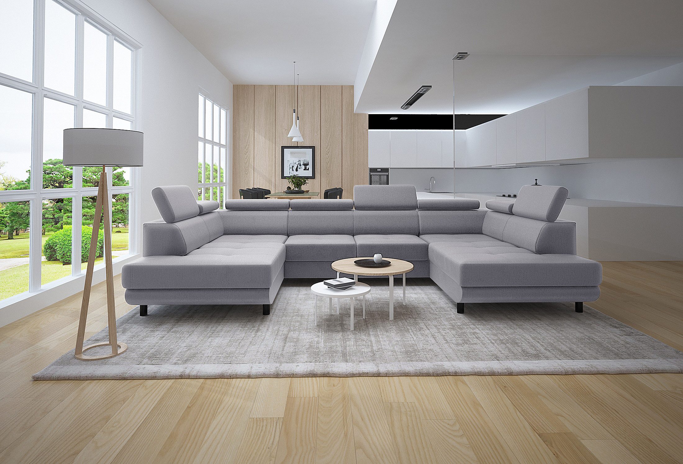 Ecksofa LUNA U mit Schlaffunktion & Bettkasten – aus weichem Velours Stoff