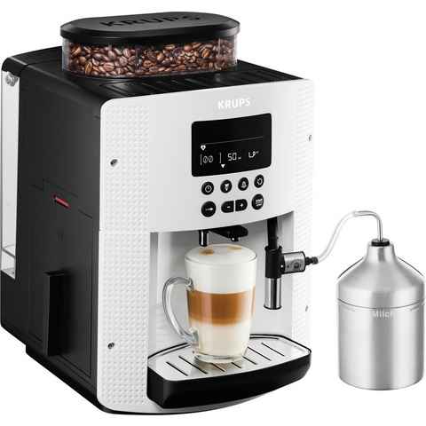 Krups Kaffeevollautomat EA8161, inkl. Edelstahl-Milchbehälter, 3 Temperaturstufen + 3 Mahlstärken