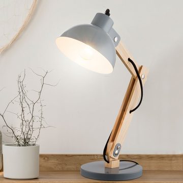 Globo LED Schreibtischlampe, Leuchtmittel nicht inklusive, Tischleuchte Tischlampe Leselampe Holz Landhaus H 42,5cm