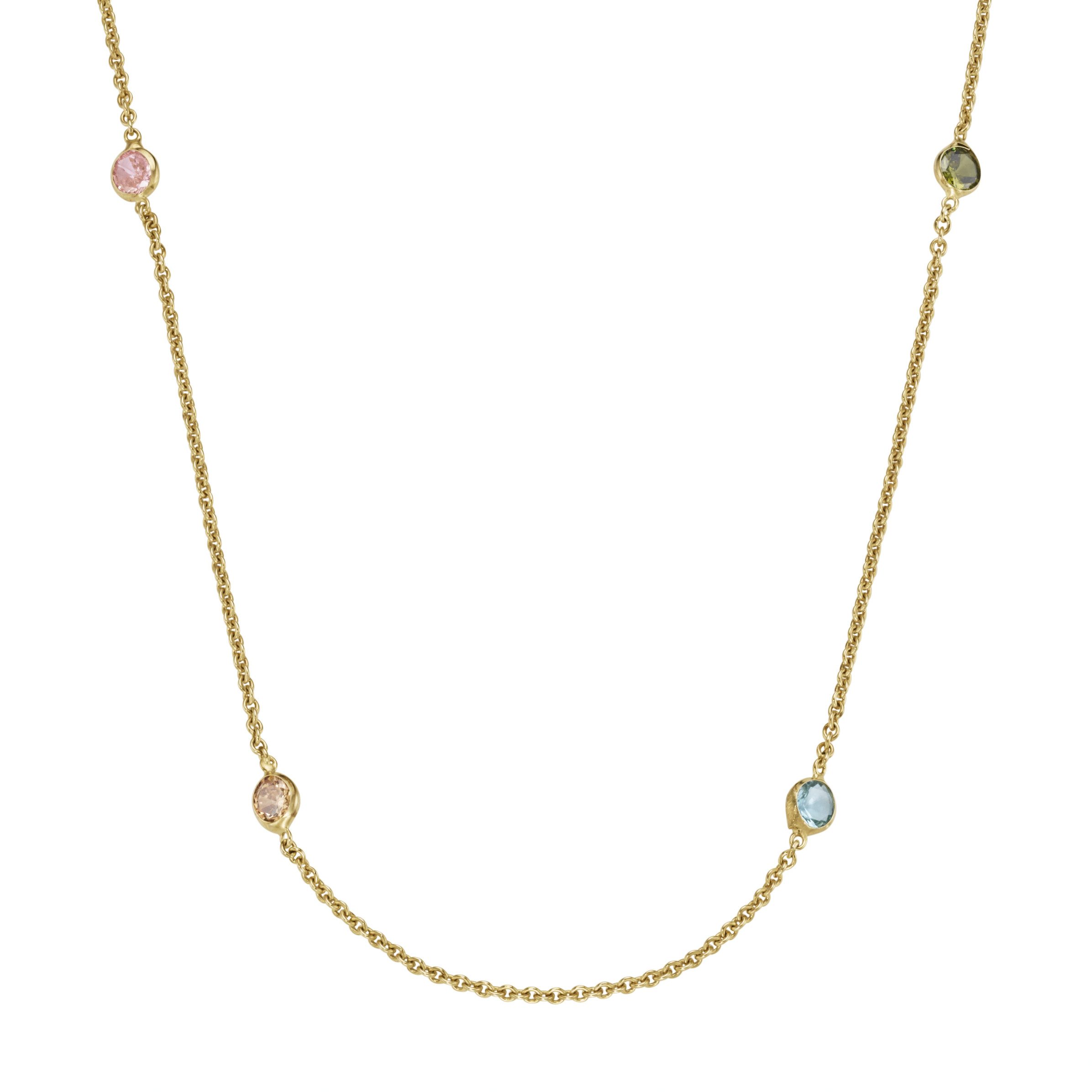 Smart Jewel Collier mit farbigen Zirkonia-Steinen, vergoldet, Silber 925