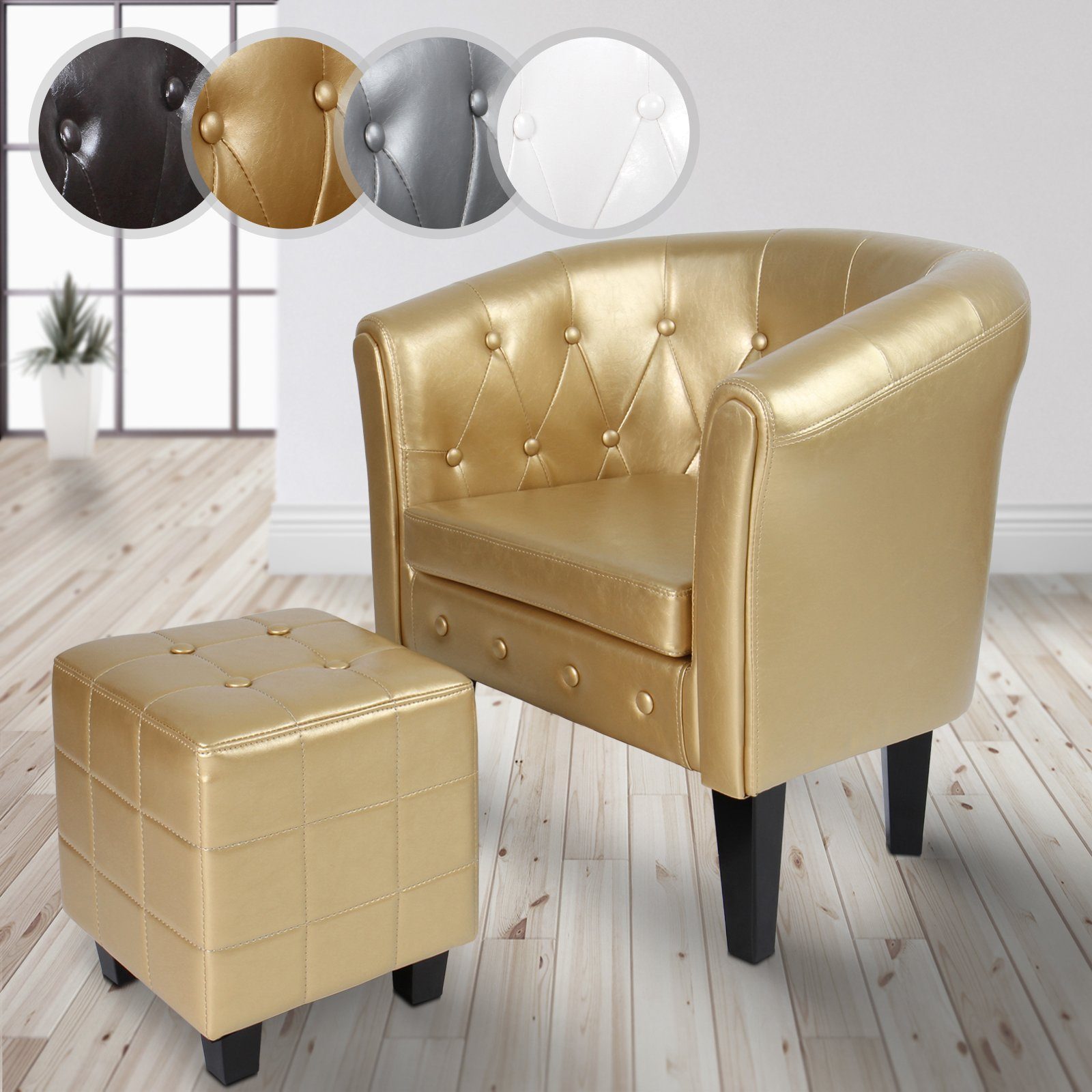MIADOMODO Chesterfield-Sessel Chesterfield Sessel Hocker Loungesessel günstig online kaufen