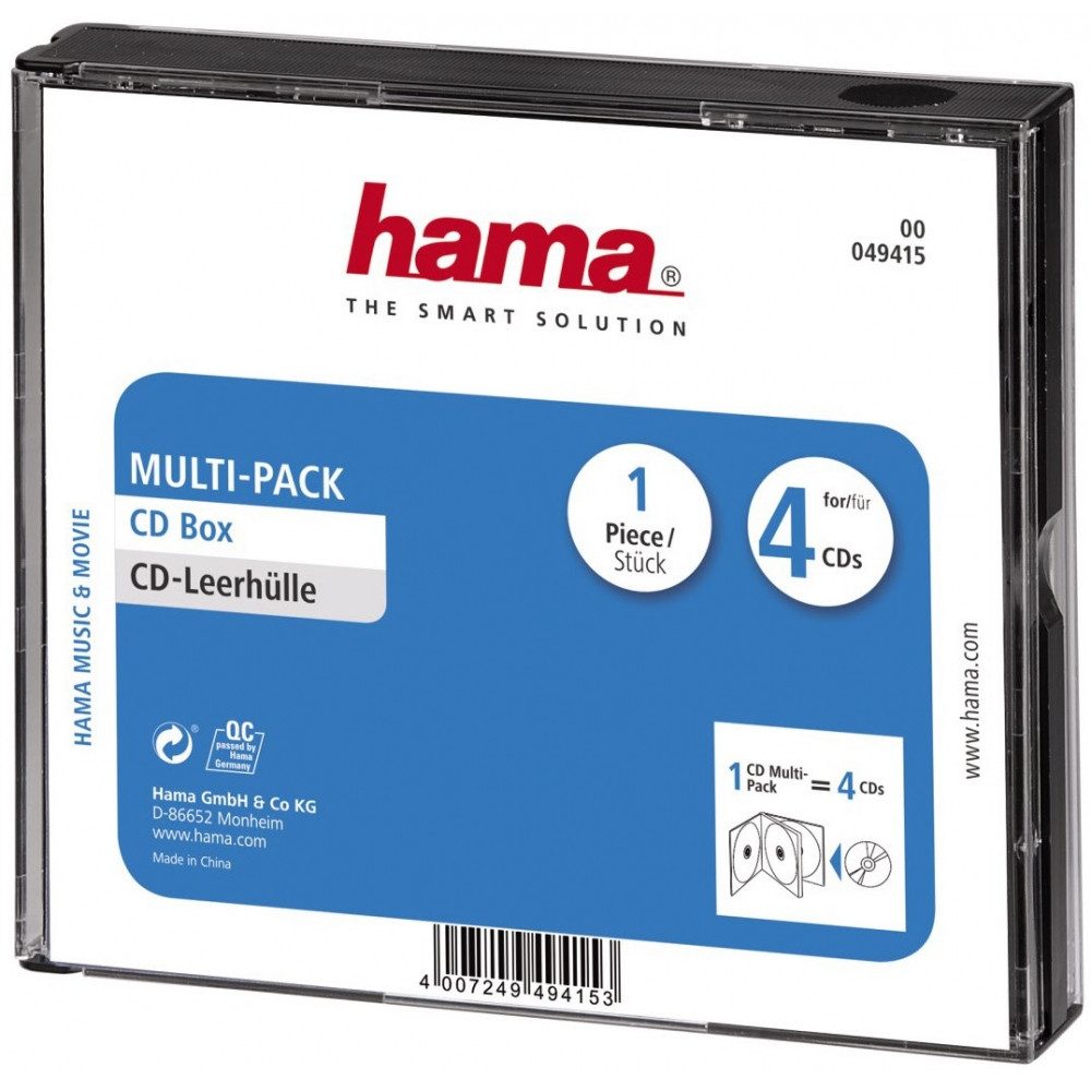 Hama Aufbewahrungsbox Hama CD-Multipack 4 schwarz für CDs. (Vierfach-Hülle, Vierfach-Hülle)