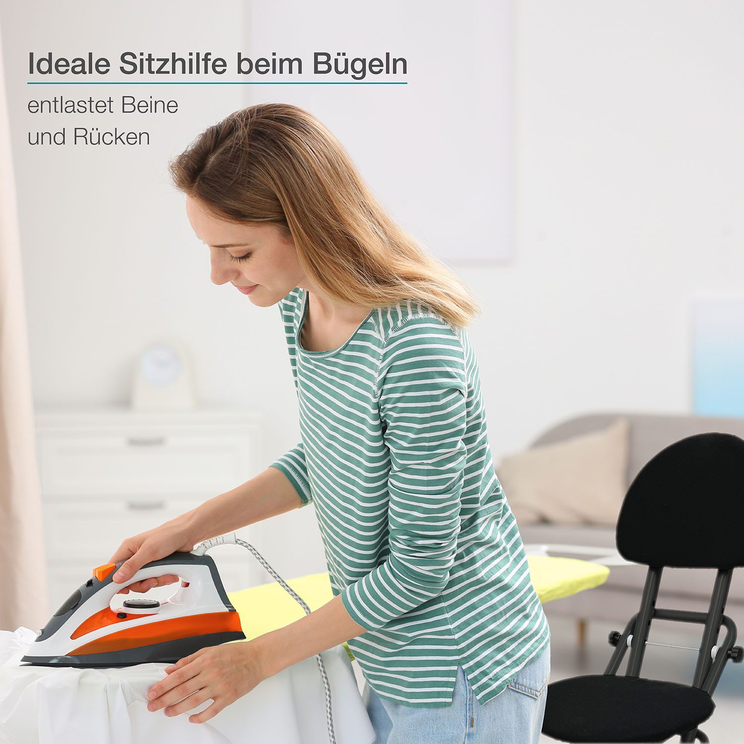 ELONEO Stehhilfe ELONEO Sitzhilfe/Bügelstehhilfe, mit Rückenkissen, belastb günstig online kaufen