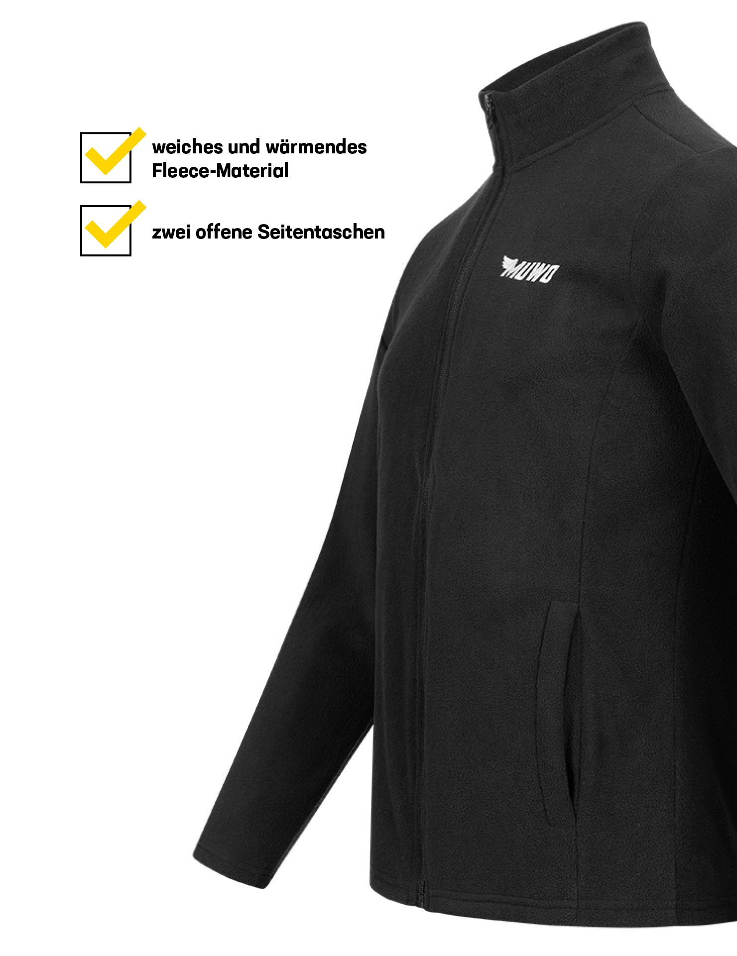 MUWO Fleecejacke S MW-1, MUWO "Acotango" Herren Fleecejacke schwarz günstig online kaufen