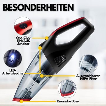 STEINBORG Akku-Handstaubsauger SB-1030, 80 W, beutellos, 6200 Pa Saugleistung, HEPA-Filter, LED-Arbeitsleuchte, 2000mAh Li-Ion Akku, Robust und leicht