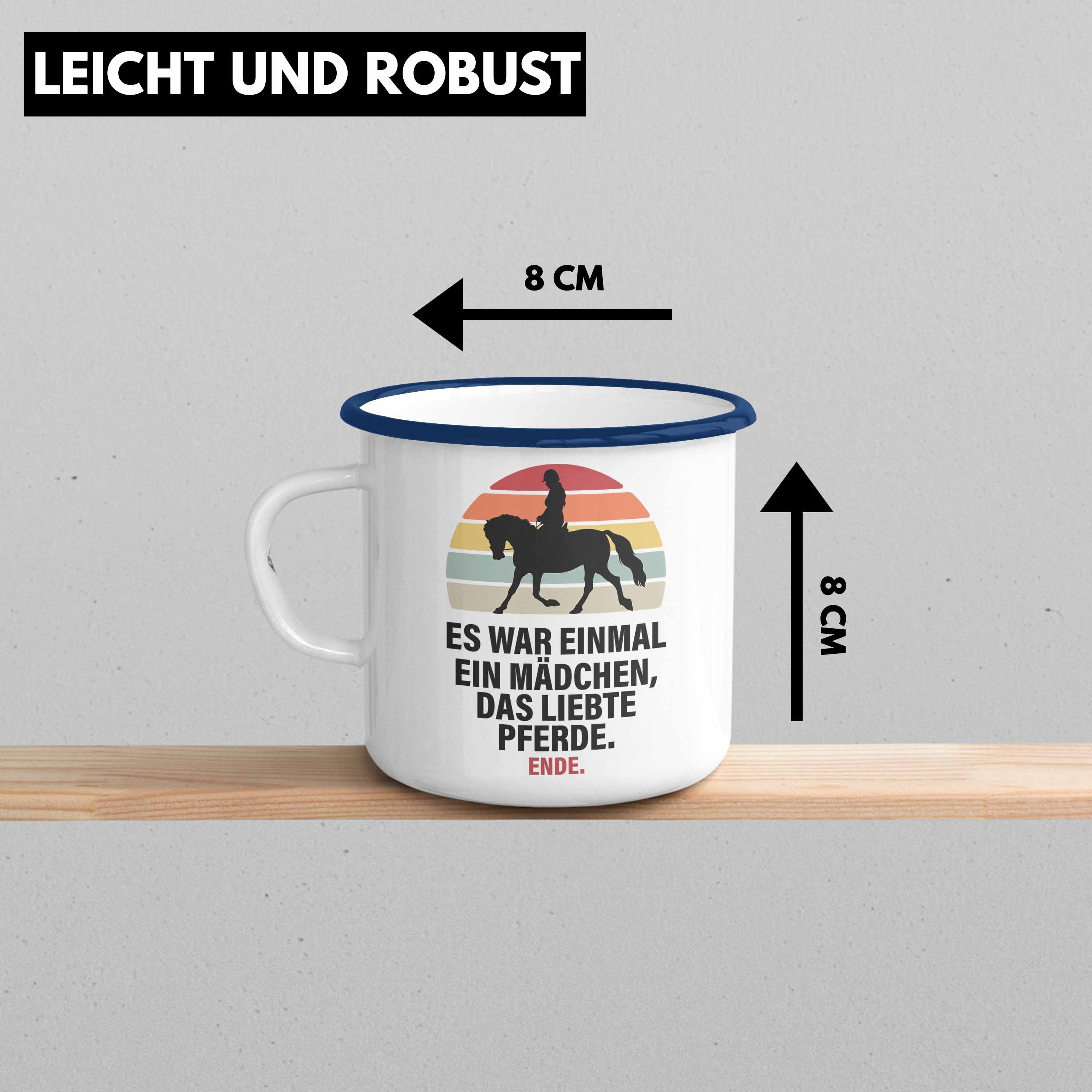 Pferdeliebhaber Trendation Blau Thermotasse Emaille Tasse Pferde Geschenk Reiterin Mädchen Geschenke - Lustig Trendation Pferde