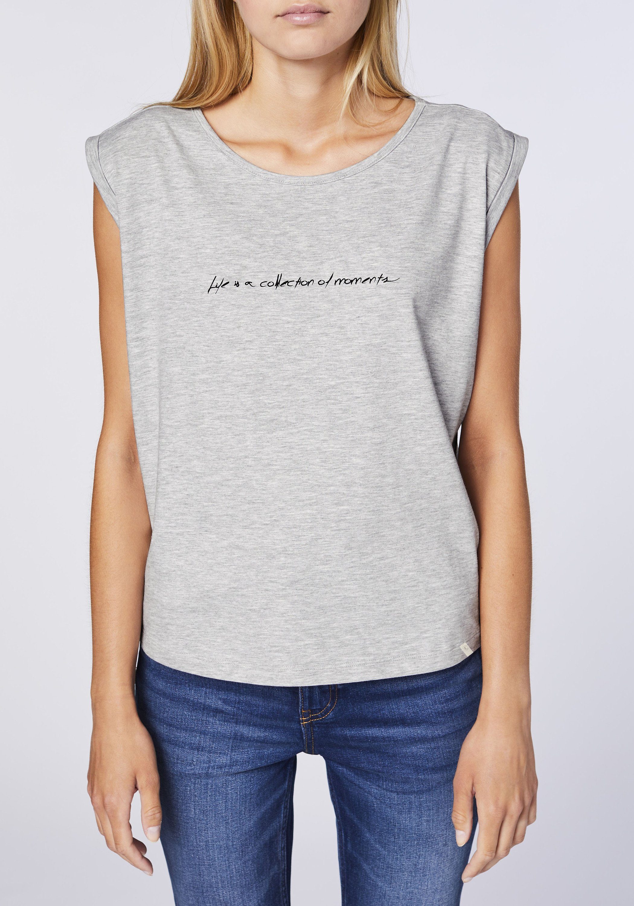 Detto Fatto Print-Shirt mit zartem Schriftzug