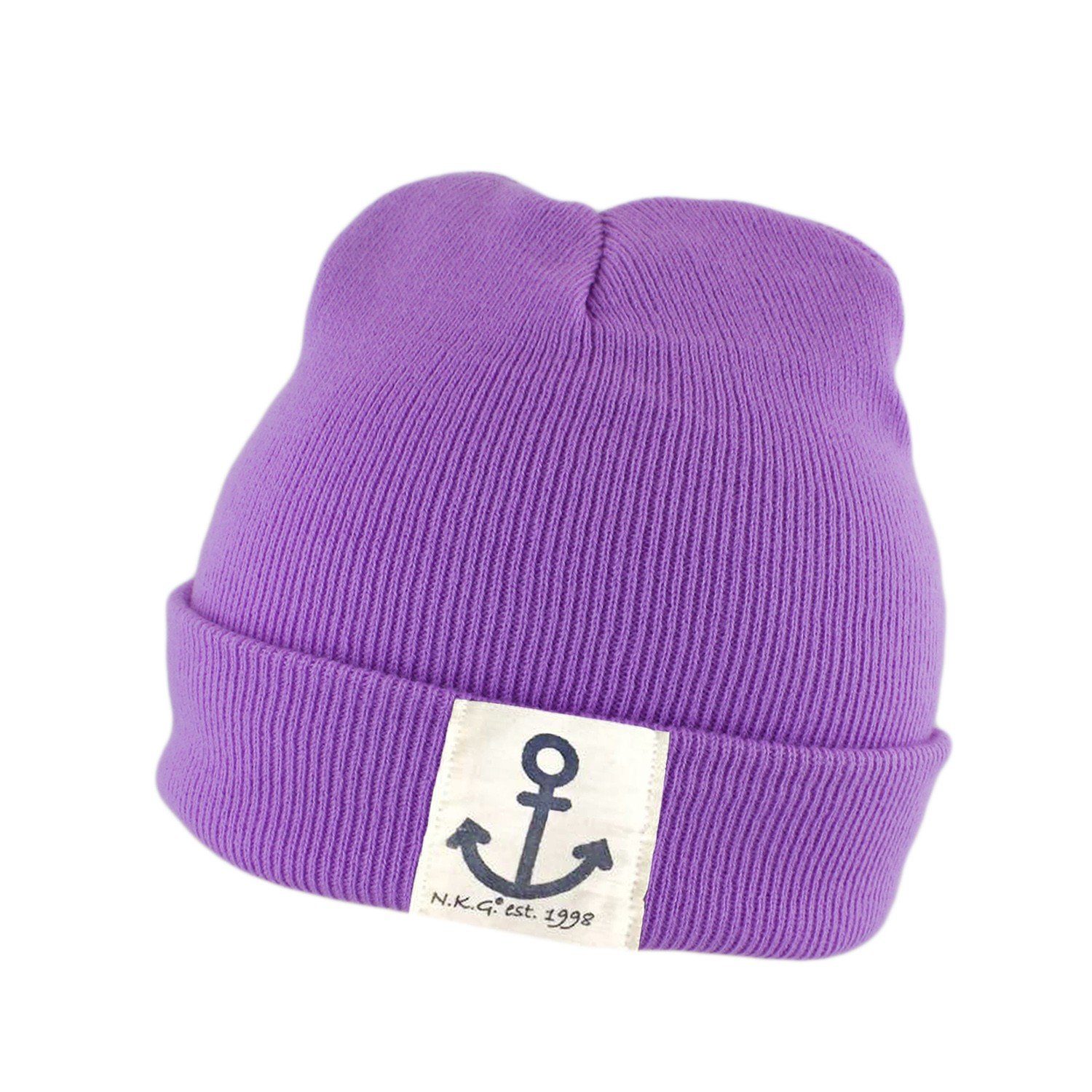 Sonia Originelli Beanie Strickmütze "Anker Logo" Beanie Maritim Unisex Uni flieder