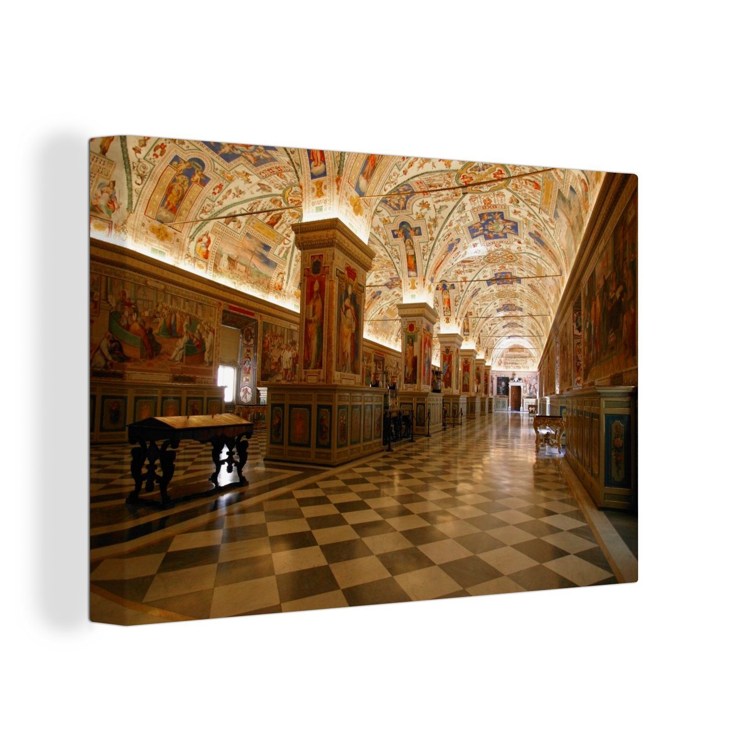 OneMillionCanvasses® Vatikanischen Leinwandbild 30x20 Wandbild der Saal Museum, im cm (1 Leinwandbilder, Aufhängefertig, Bibliothek St), Wanddeko,